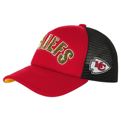 Kansas City Chiefs Outerstuff Girls Youth Bling Adjustable Trucker Hat - Red