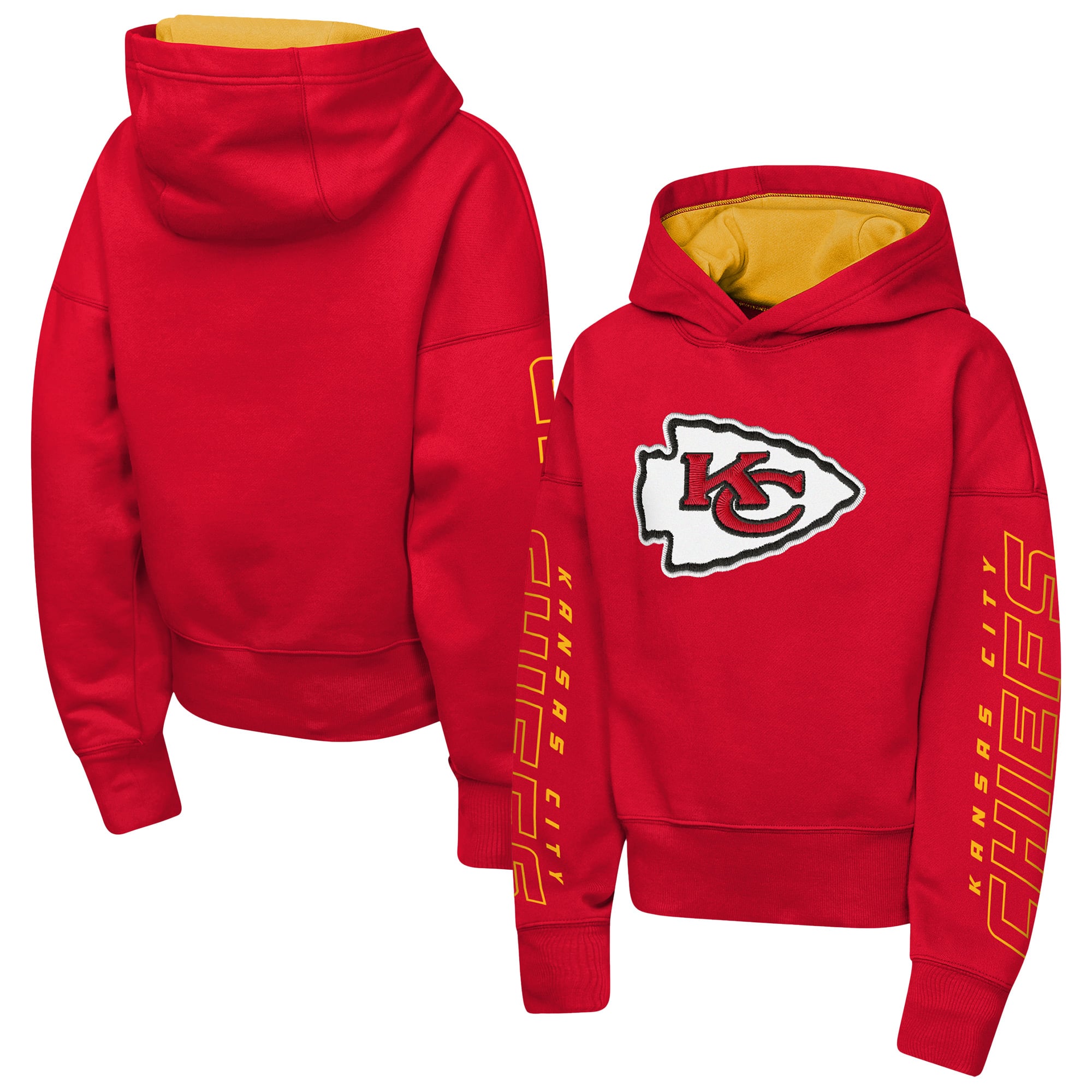 Girls Youth Outerstuff Red Kansas City Chiefs Miss Tailgate Color Block Hoodie
