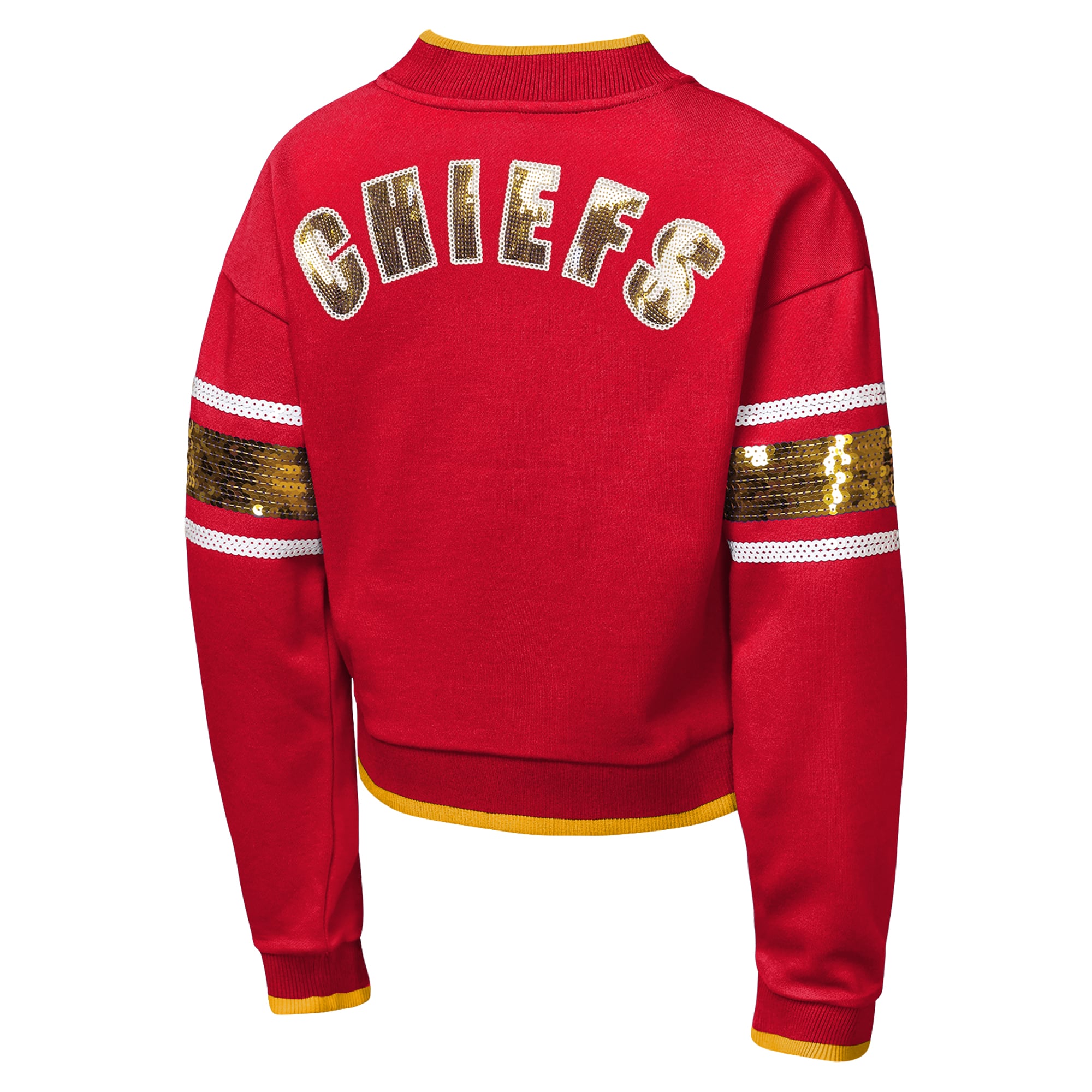 Girls Youth Outerstuff Red Kansas City Chiefs MVP Full-Zip Sequin Bomber Jacket