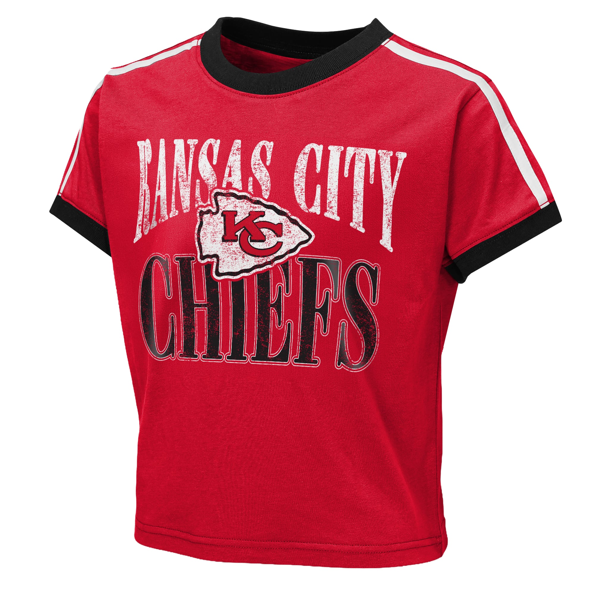 T-shirt court à col rond rouge Kansas City Chiefs pour bébé, par Erin Andrews, de la marque Girls Youth WEAR.