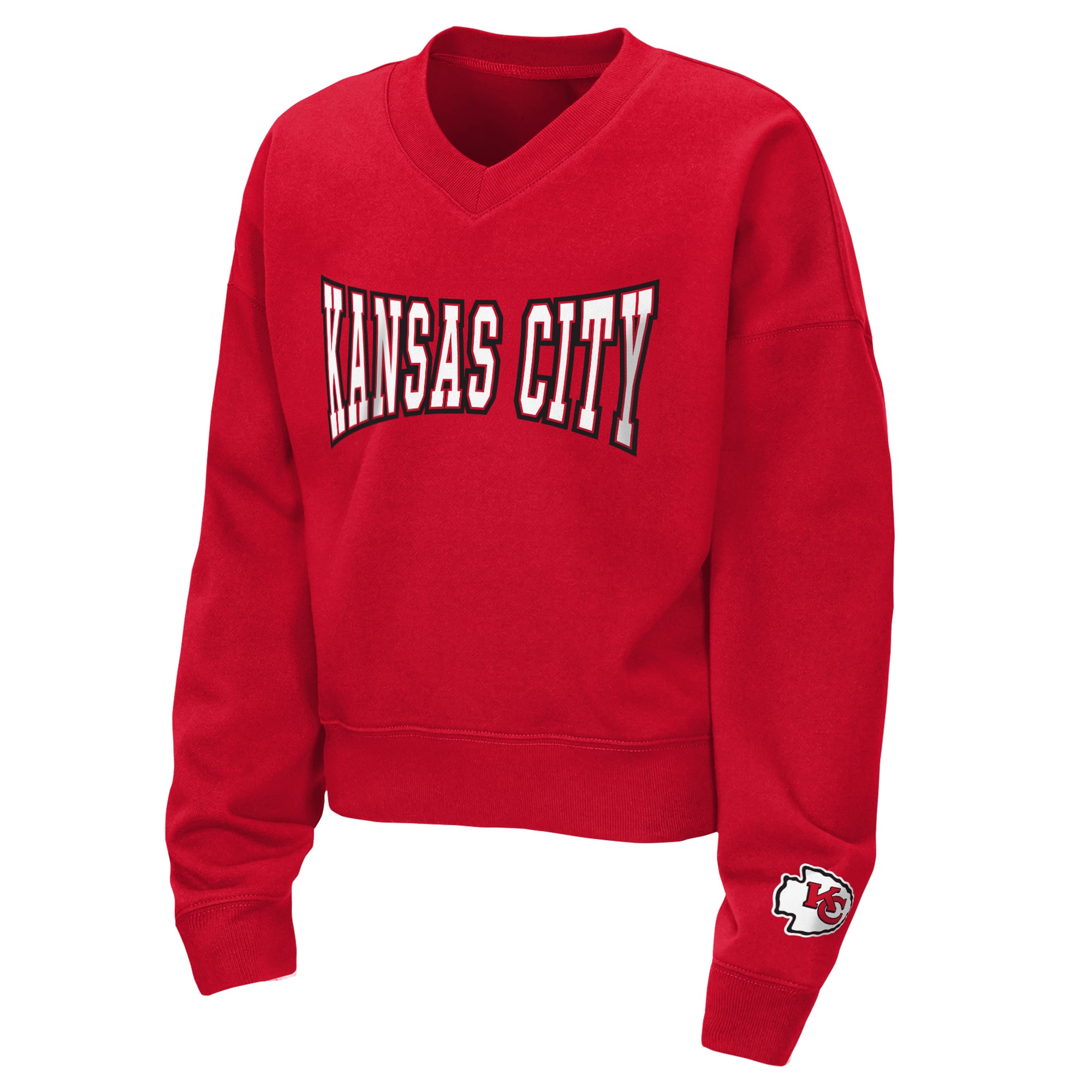 Girls Youth WEAR by Erin Andrews  Red Kansas City Chiefs Zone Fleece V-Neck Sweatshirt and Shorts Set