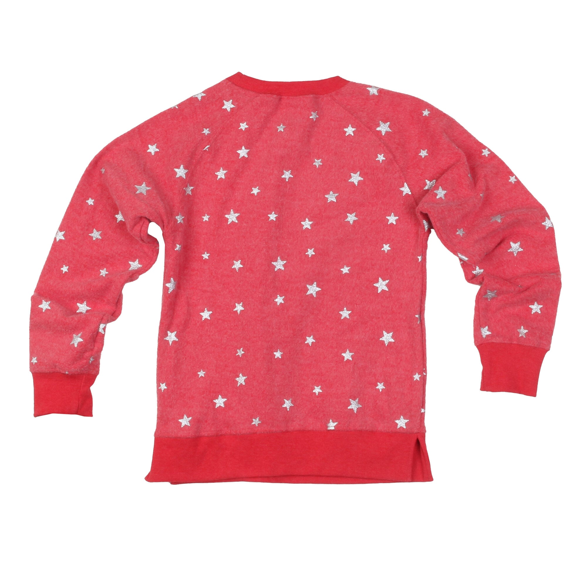 Girls Youth Wes & Willy Red Kansas City Chiefs Shimmer Star Reverse Sweatshirt