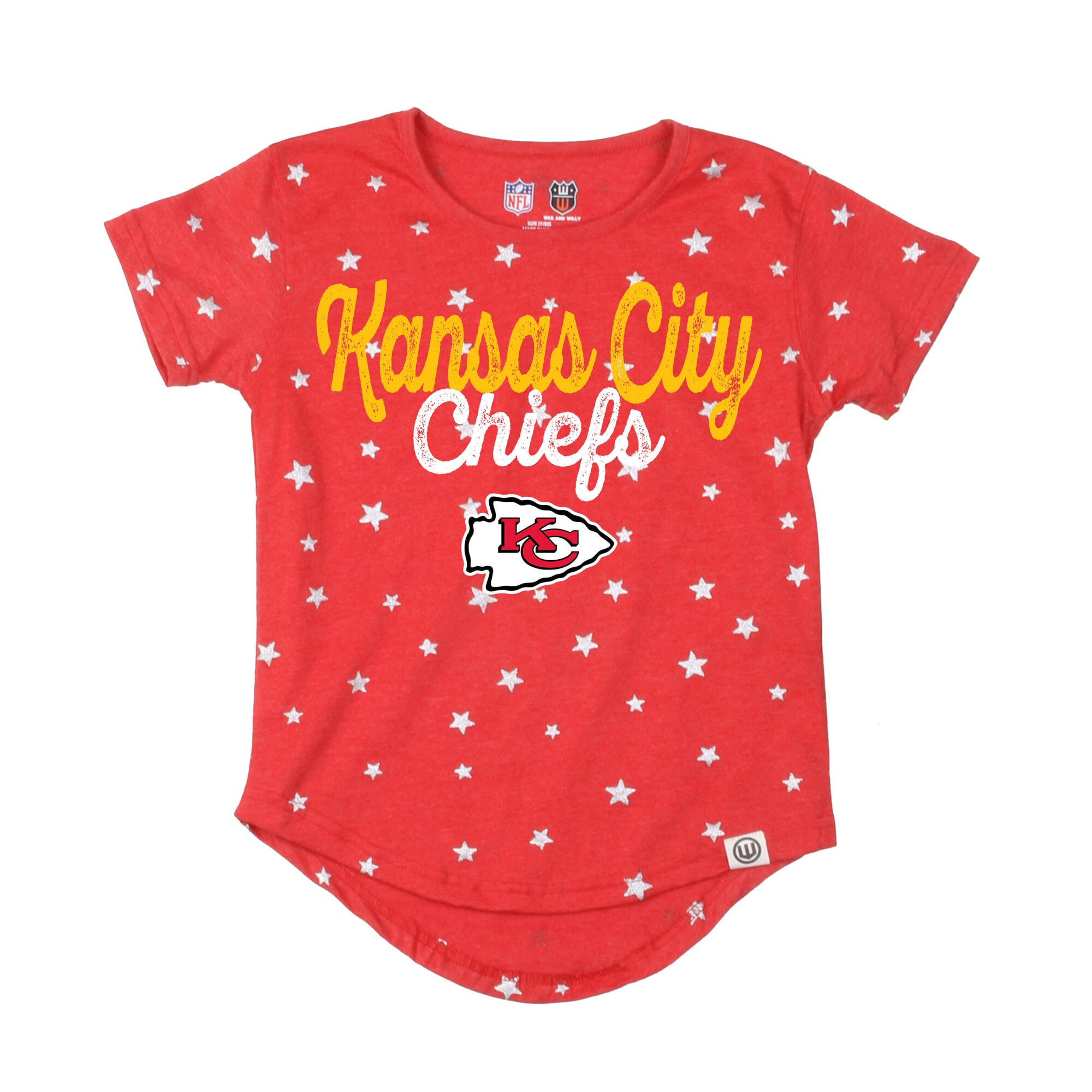 T-shirt à étoiles scintillantes rouges Wes & Willy des Kansas City Chiefs pour filles