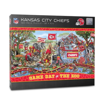 Kansas City Chiefs IDNA 10.5" x 28" Game Day at the Zoo 500-Piece Puzzle