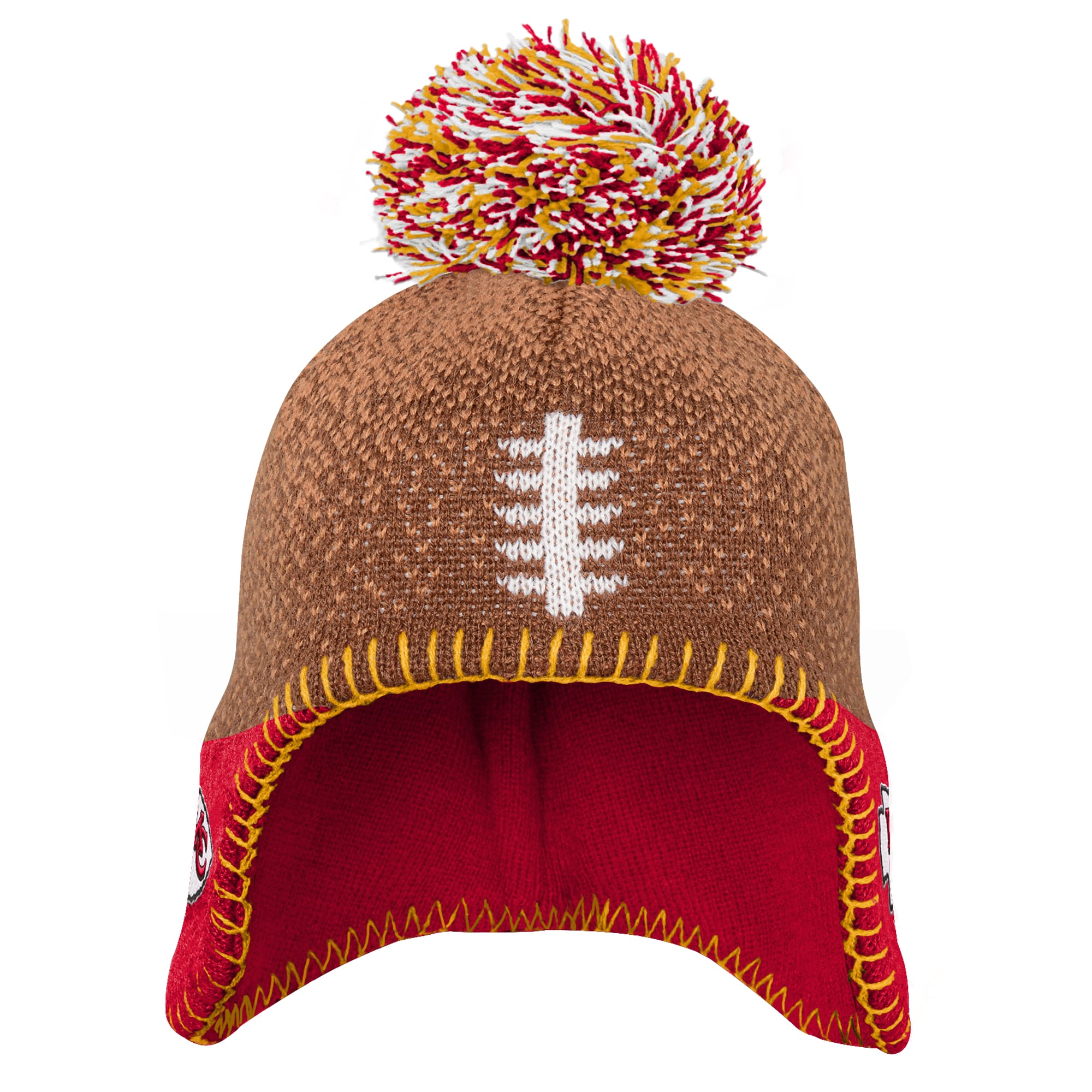 Infant Outerstuff Brown Kansas City Chiefs Football Head Knit Hat