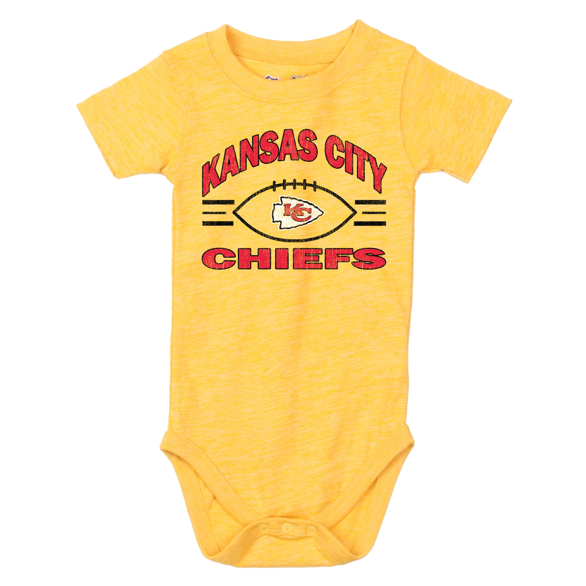 Infant Wes & Willy Gold/Red Kansas City Chiefs Cloudy Yard Hopper Bodysuit Shorts Set