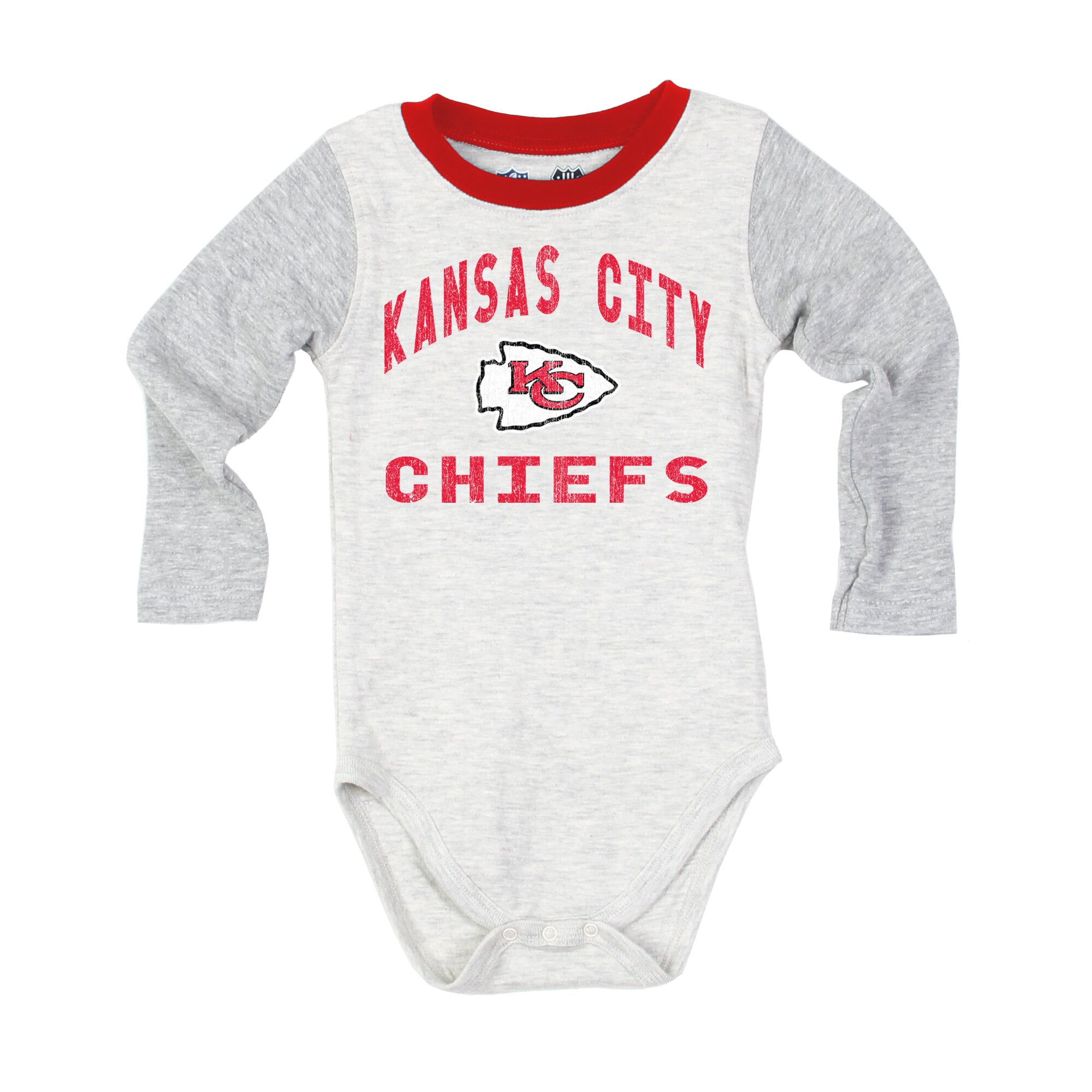 Ensemble body à manches longues et pantalon pour bébé Wes & Willy, gris chiné, Kansas City Chiefs, Jie Hopper