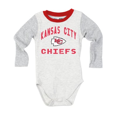  Kansas City Chiefs Wes & Willy Infant Jie Jie Hopper Long Sleeve Bodysuit & Pants Set - Heather Gray