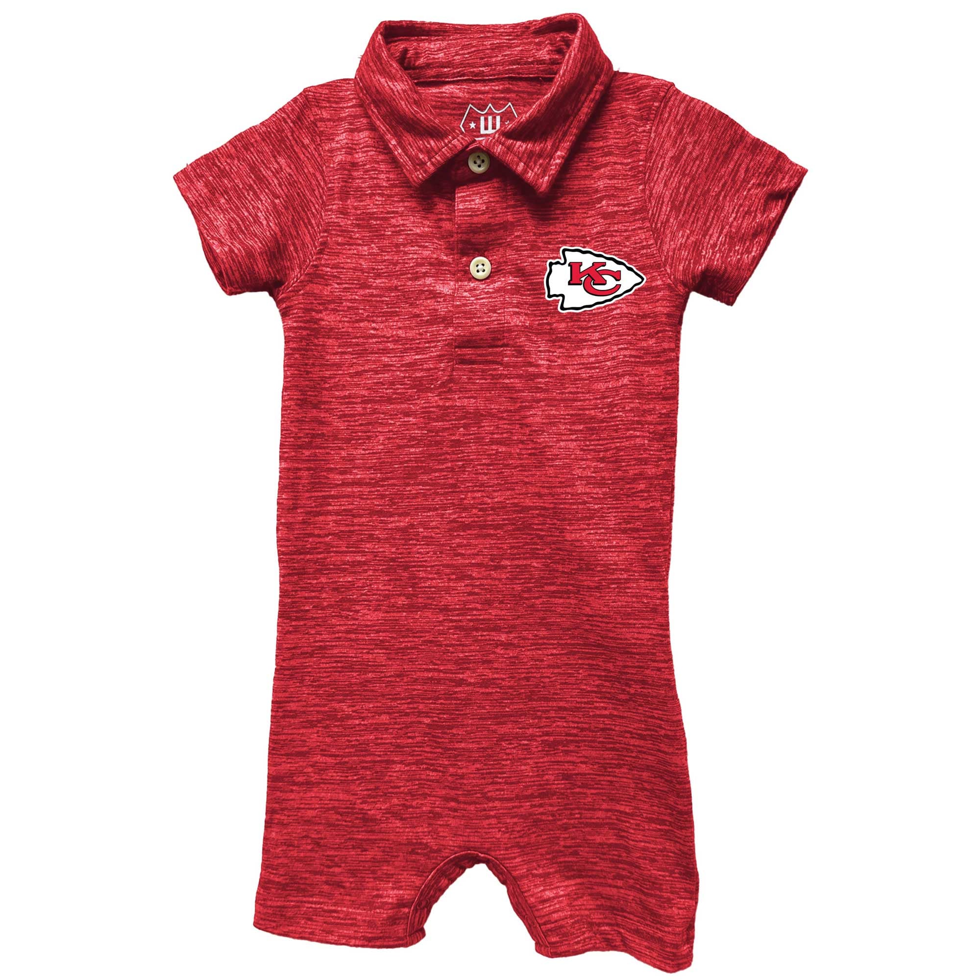 Combinaison polo courte rouge Kansas City Chiefs pour bébé Wes & Willy, en fil nuageux, jambes courtes.