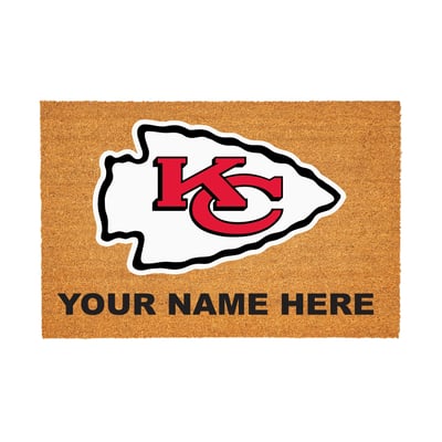 Kansas City Chiefs 24" x 36" Team Logo Personalized Coir Door Mat