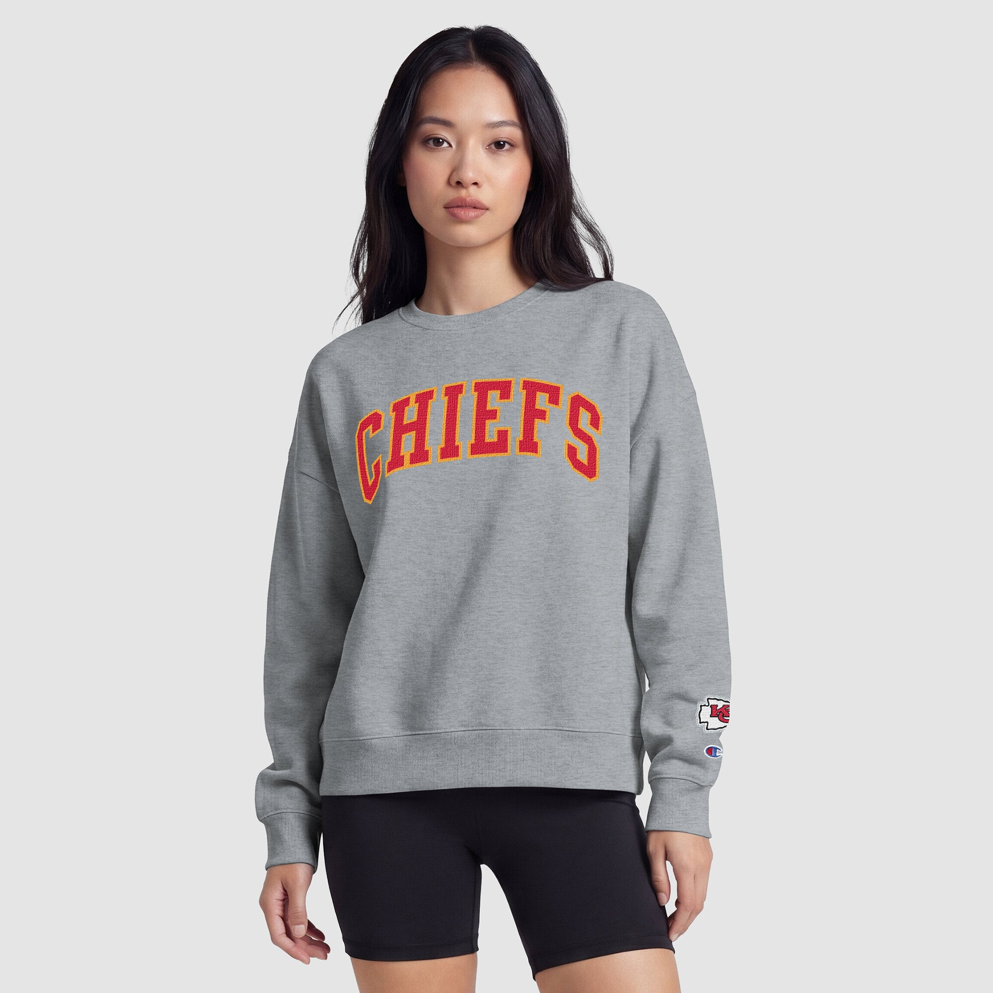 Sweat-shirt à doublure contrastée pour femme, Kansas City Chiefs Champion - Gris chiné
