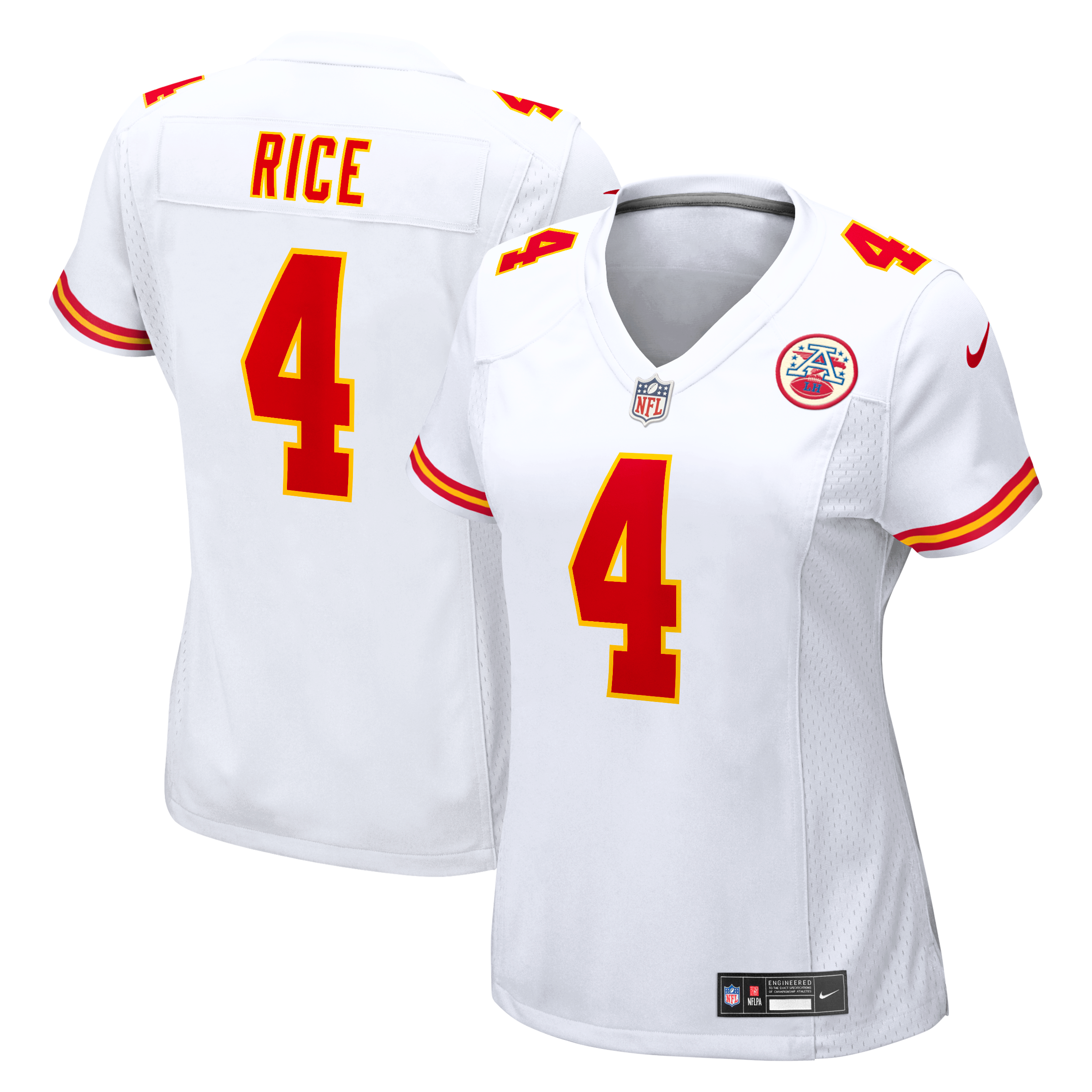 Kansas City Chiefs Nike Game Road Jersey - White - Rashee Rice - Womens