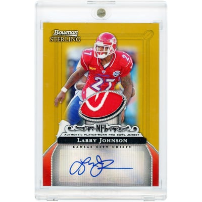 Larry Johnson Kansas City Chiefs Autographed 2006 Bowman Sterling Gold Pro Bowl Dual-Color Jersey Relic #BS-LJ #80/250 Card 