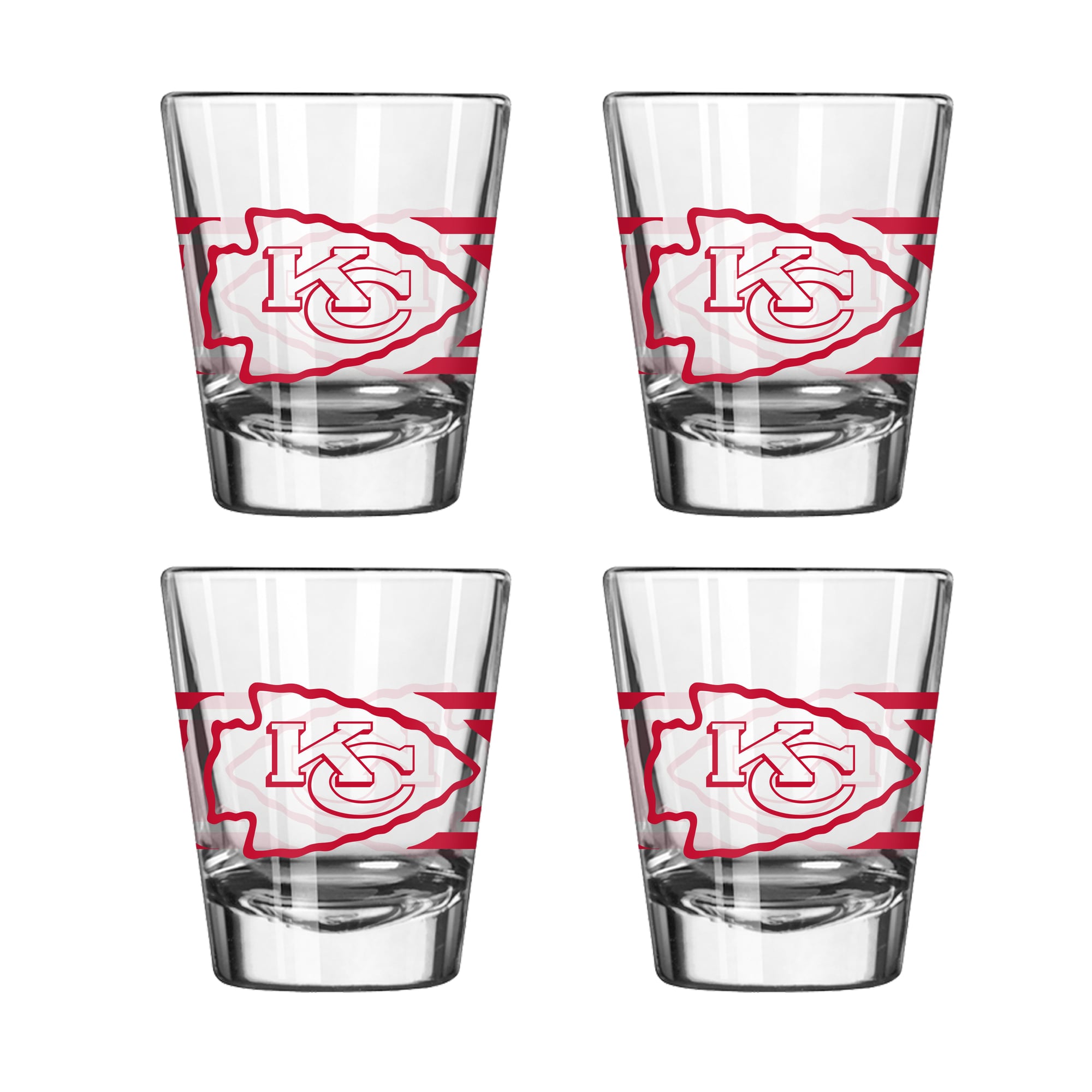 Ensemble de quatre verres à shot rayés Logo Brands Kansas City Chiefs