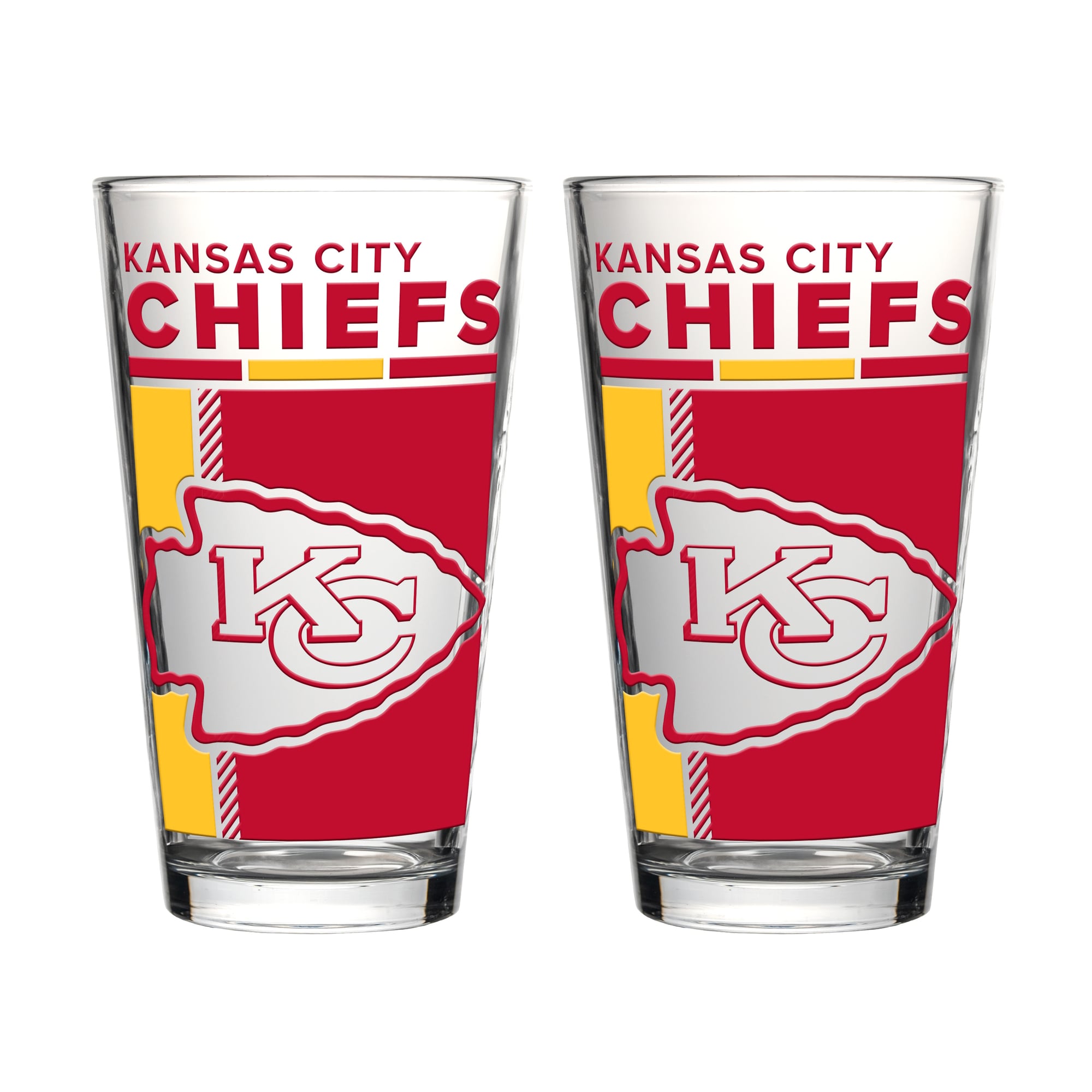 Ensemble de deux verres à bière de 473 ml (16 oz) Logo Brands Kansas City Chiefs