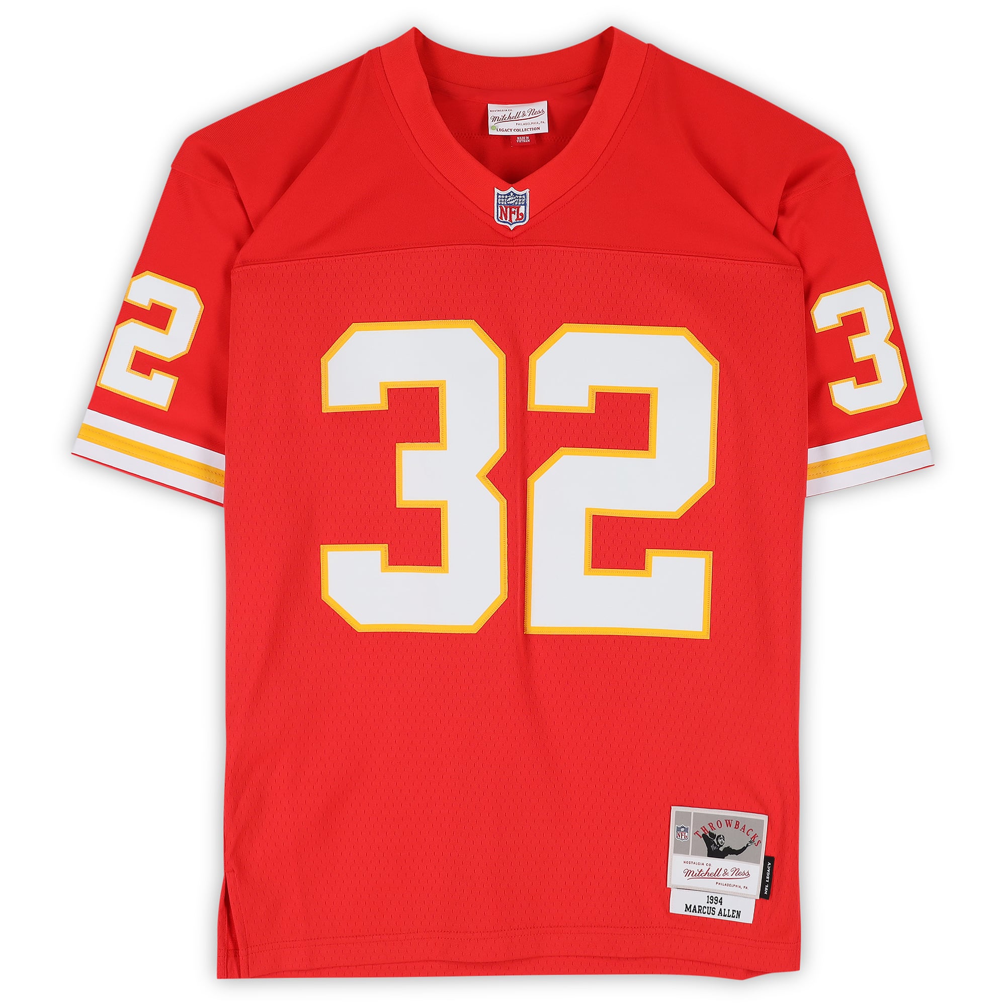 Maillot réplique rouge Mitchell & Ness 1994 autographié par Marcus Allen des Kansas City Chiefs