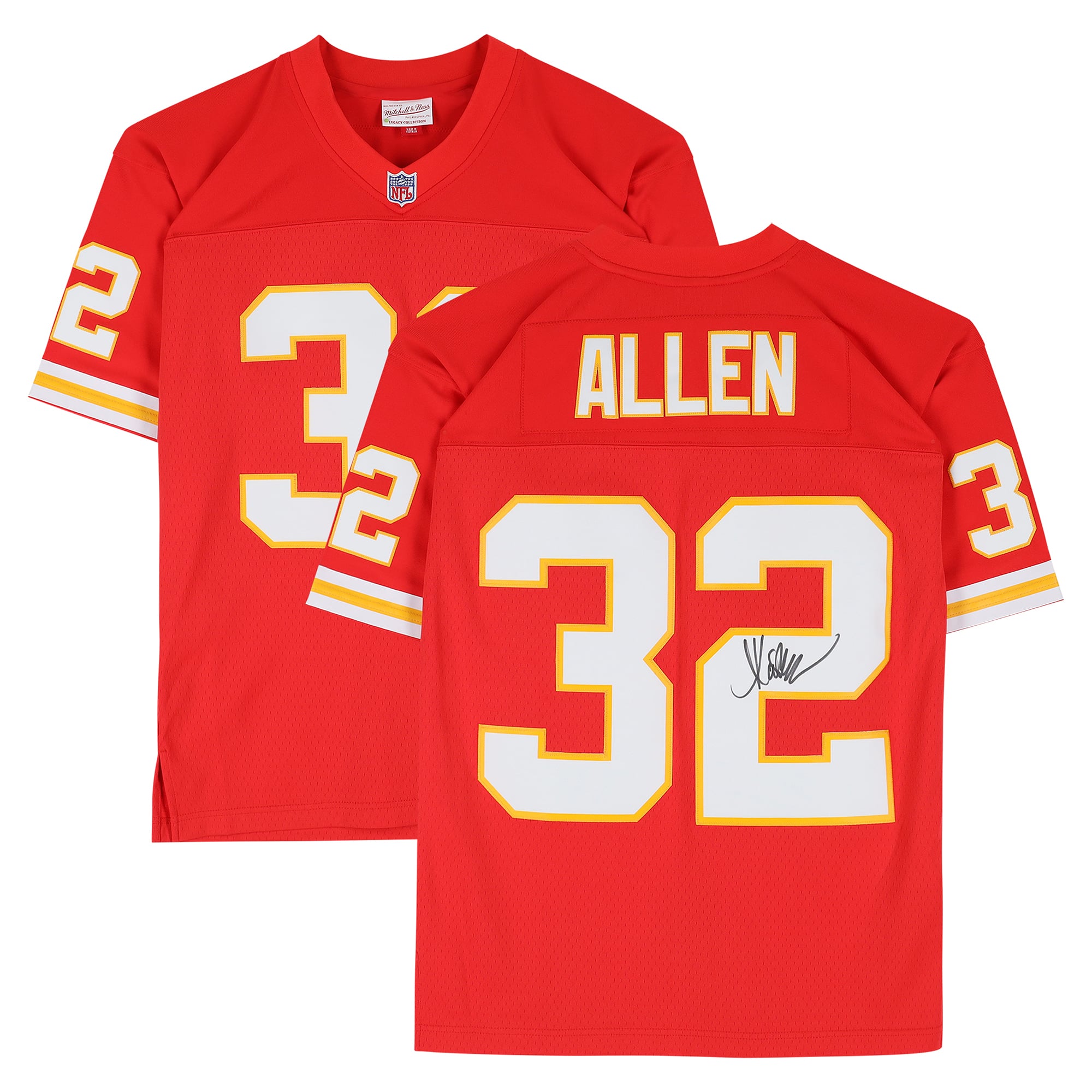 Maillot réplique rouge Mitchell & Ness 1994 autographié par Marcus Allen des Kansas City Chiefs