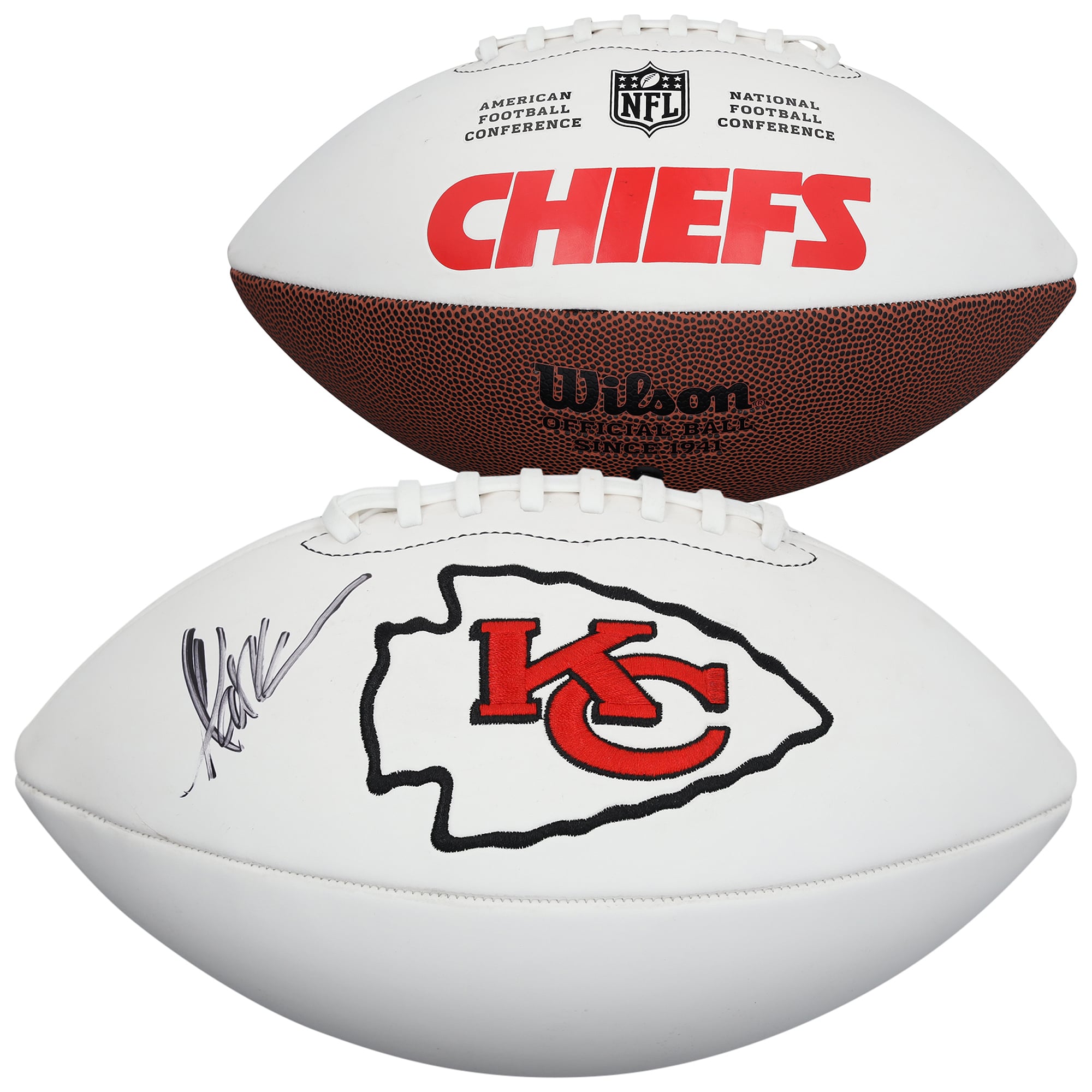 Ballon de football Wilson White Panel autographié par Marcus Allen, des Chiefs de Kansas City