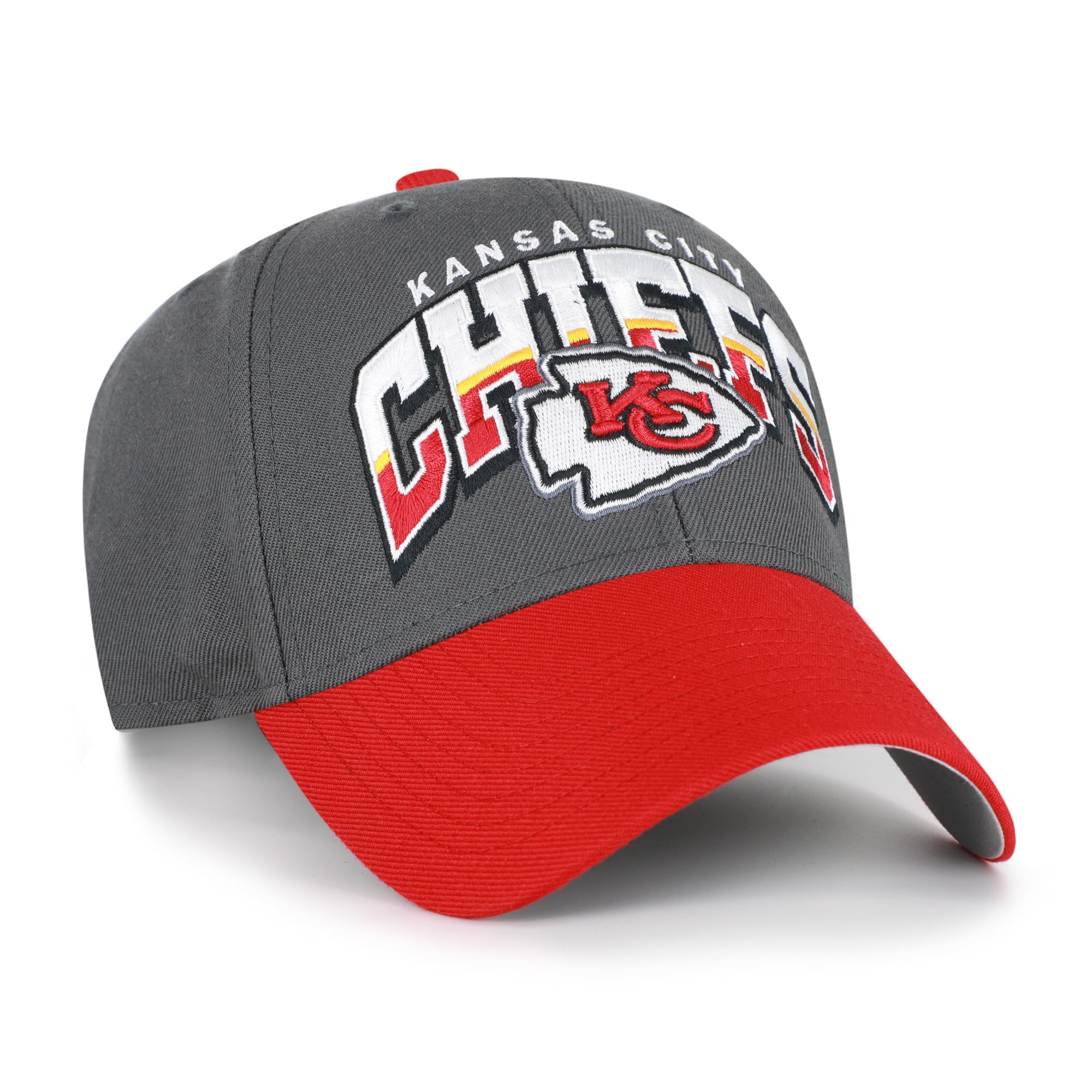 Men's '47 Charcoal Kansas City Chiefs Split Block MVP Adjustable Hat