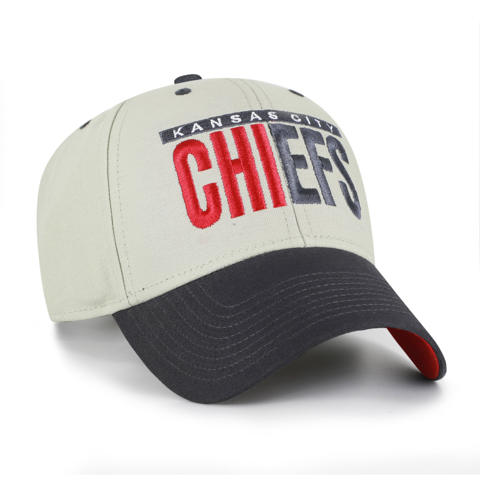 Men's '47  Gray/Black Kansas City Chiefs Half Block Text MVP Adjustable Hat