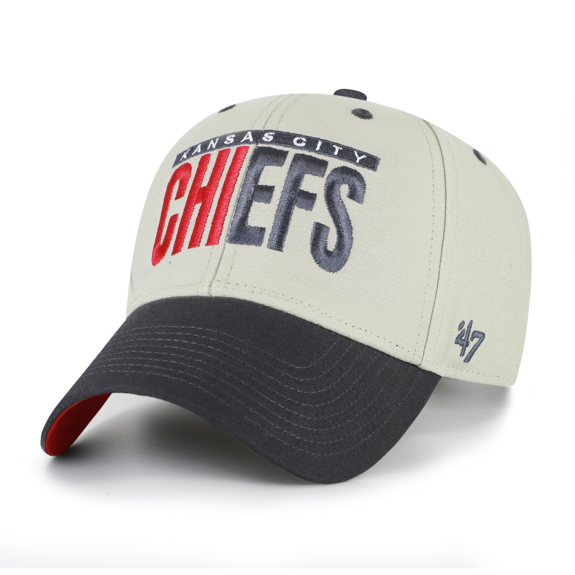 Men's '47 Gray/Black Kansas City Chiefs Half Block Text MVP Adjustable Hat