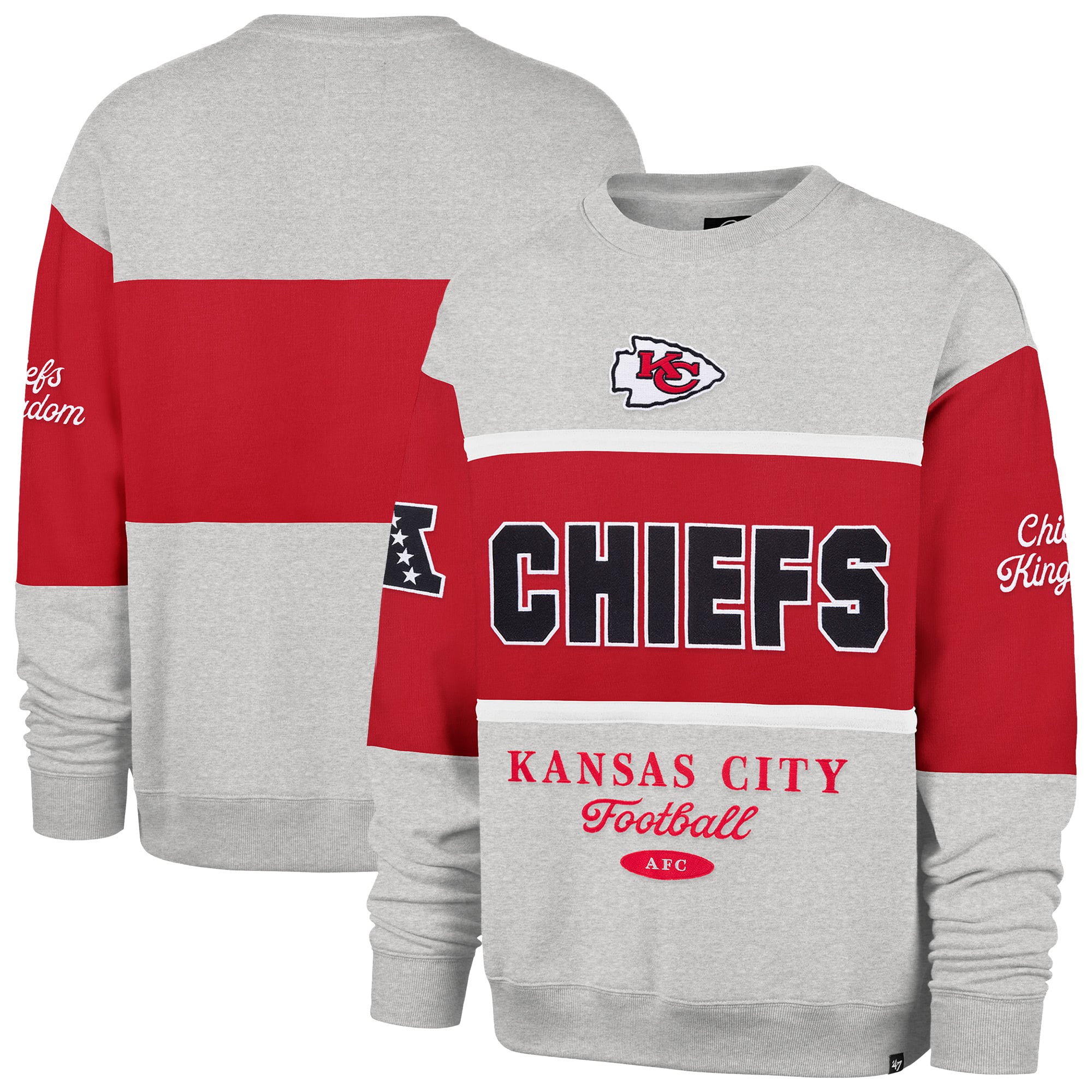 Sweat-shirt homme '47 Kansas City Chiefs Blockfield Maximalist rouge/gris chiné