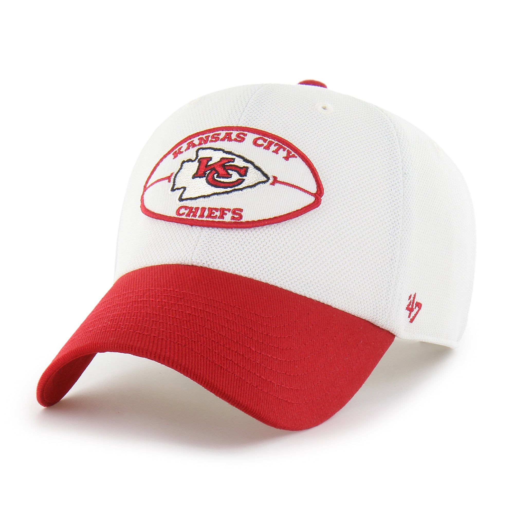 Casquette ajustable Kansas City Chiefs blanche et rouge « 47 » avec écusson piqué et patch Clean Up