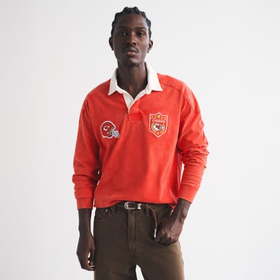  Kansas City Chiefs Abercrombie & Fitch Heavyweight Knit Rugby Shirt - Red