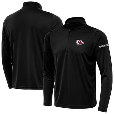 Kansas City Chiefs Antigua  Personalized Tribute Quarter-Zip Pullover - Black