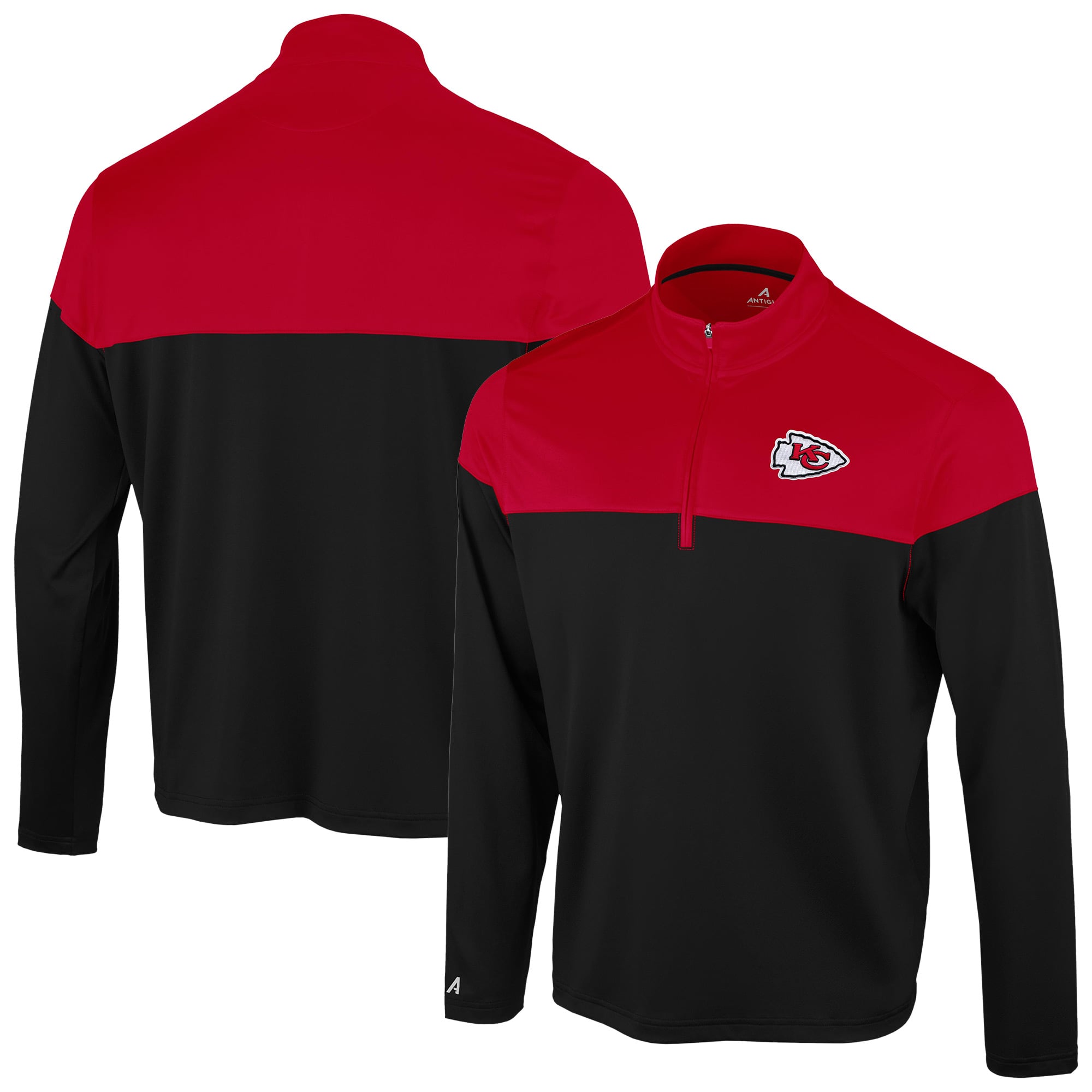 Pull à col zippé Antigua noir et rouge Kansas City Chiefs pour homme