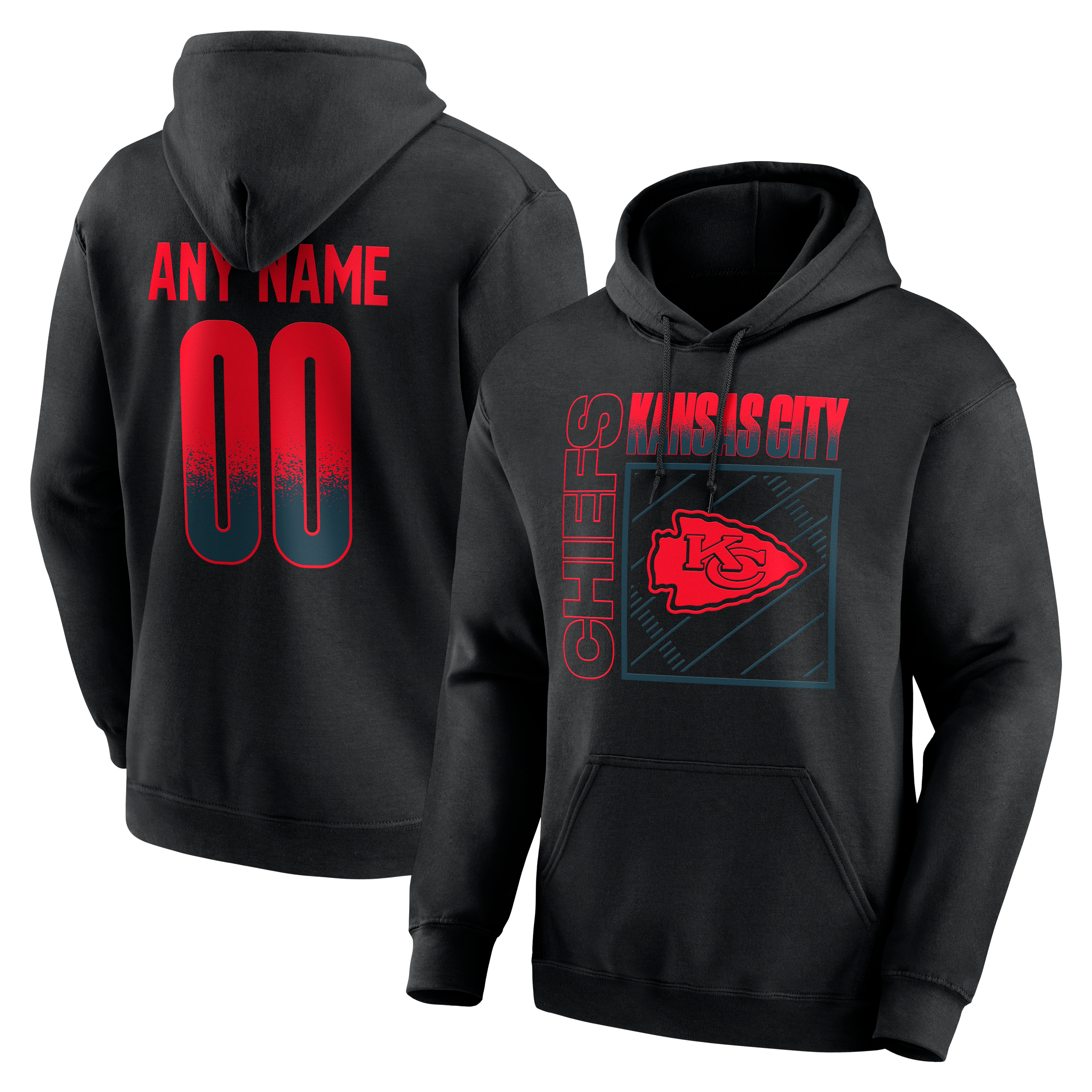 Men's Black Kansas City Chiefs Home Field Pop Personalized Name & Number Hoodie