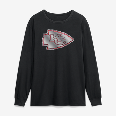 Kansas City Chiefs  Metallic Mascot Long Sleeve T-Shirt - Black
