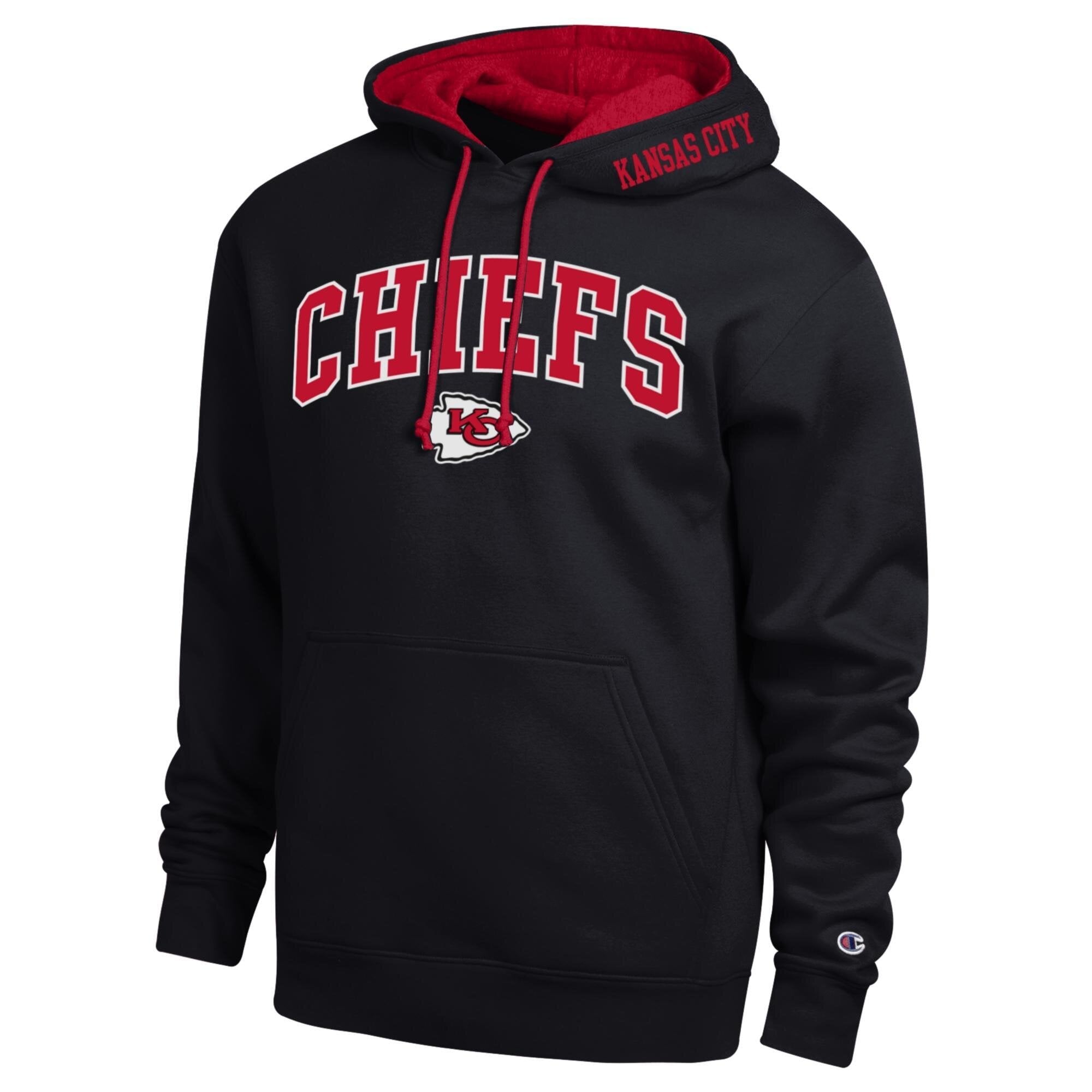 Sweat à capuche contrasté noir et rouge des Kansas City Chiefs de Champion pour homme