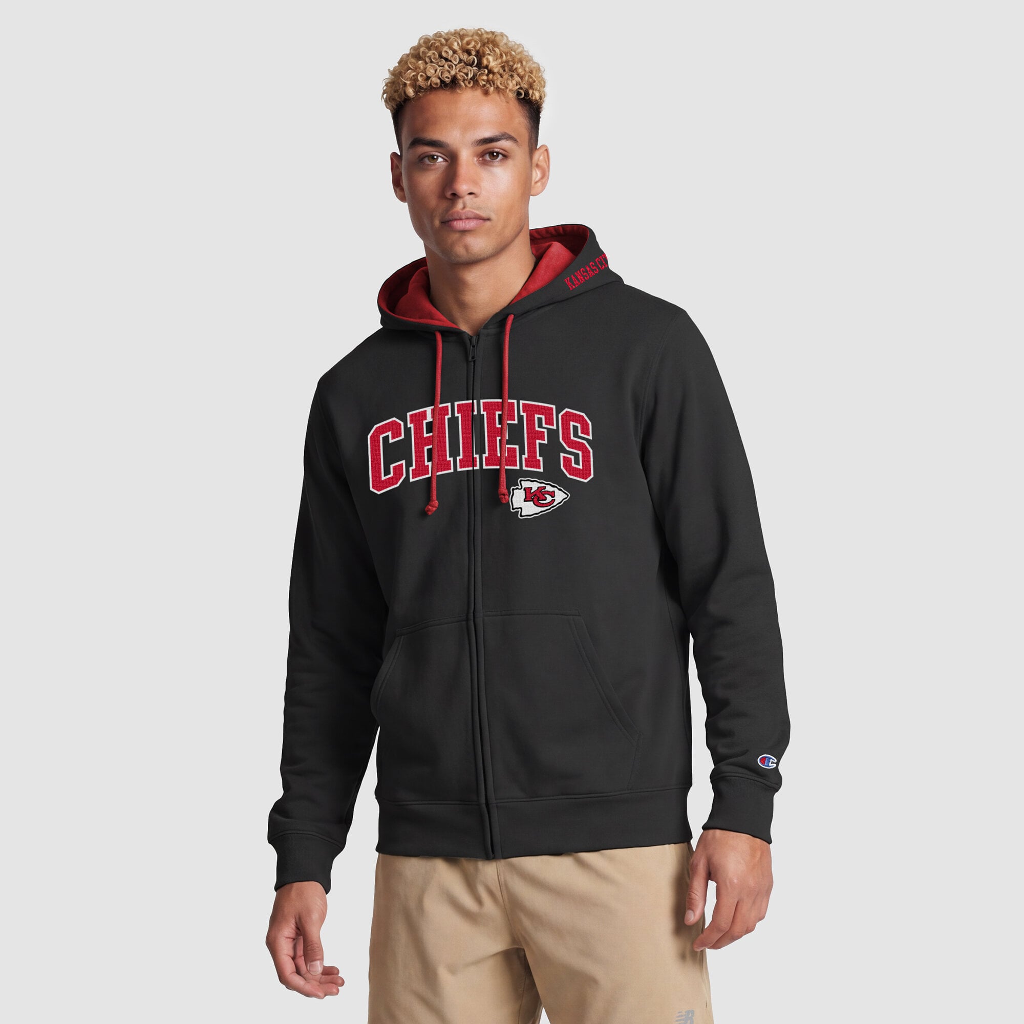 Men's Champion  Black/Red Kansas City Chiefs Full-Zip Hoodie