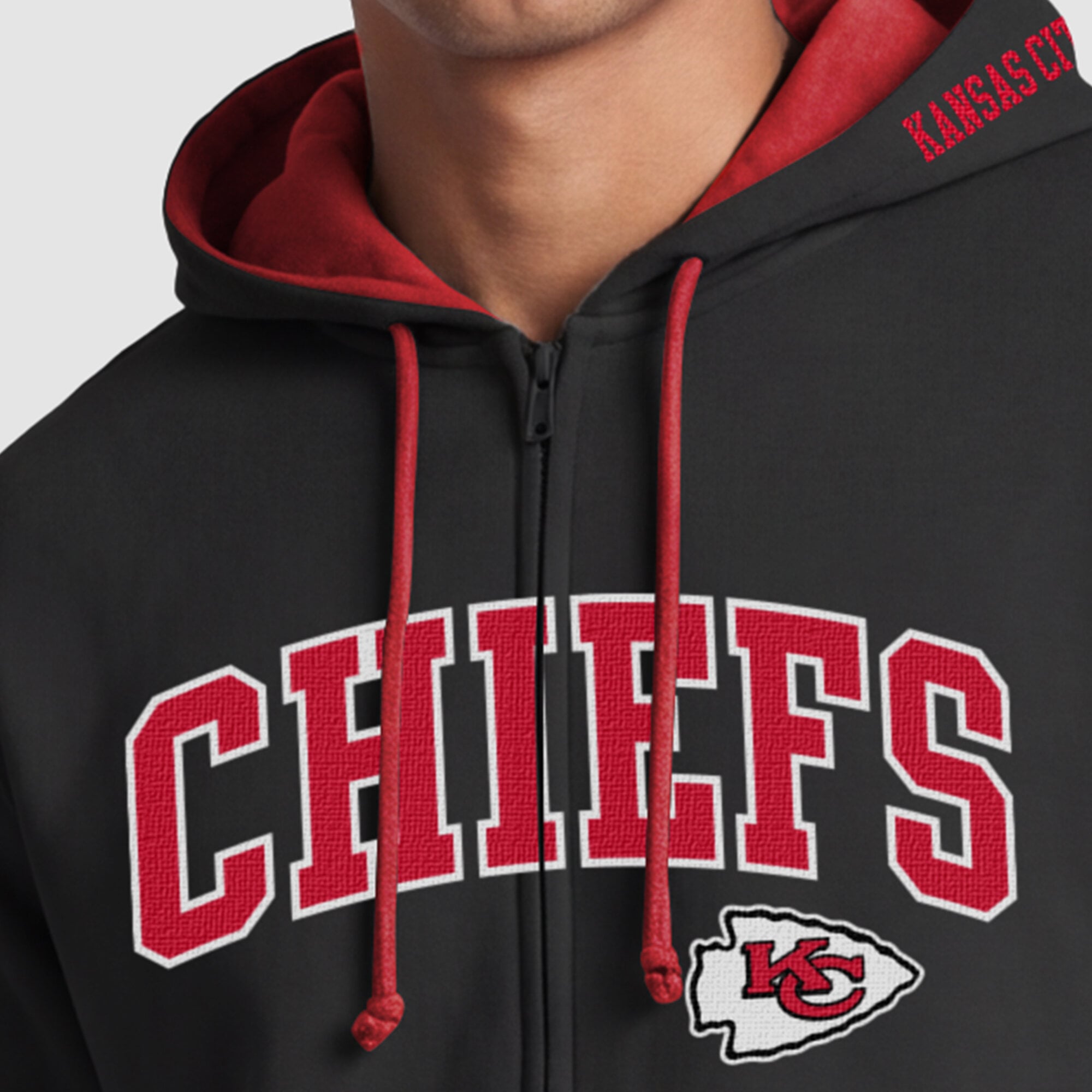 Men's Champion  Black/Red Kansas City Chiefs Full-Zip Hoodie
