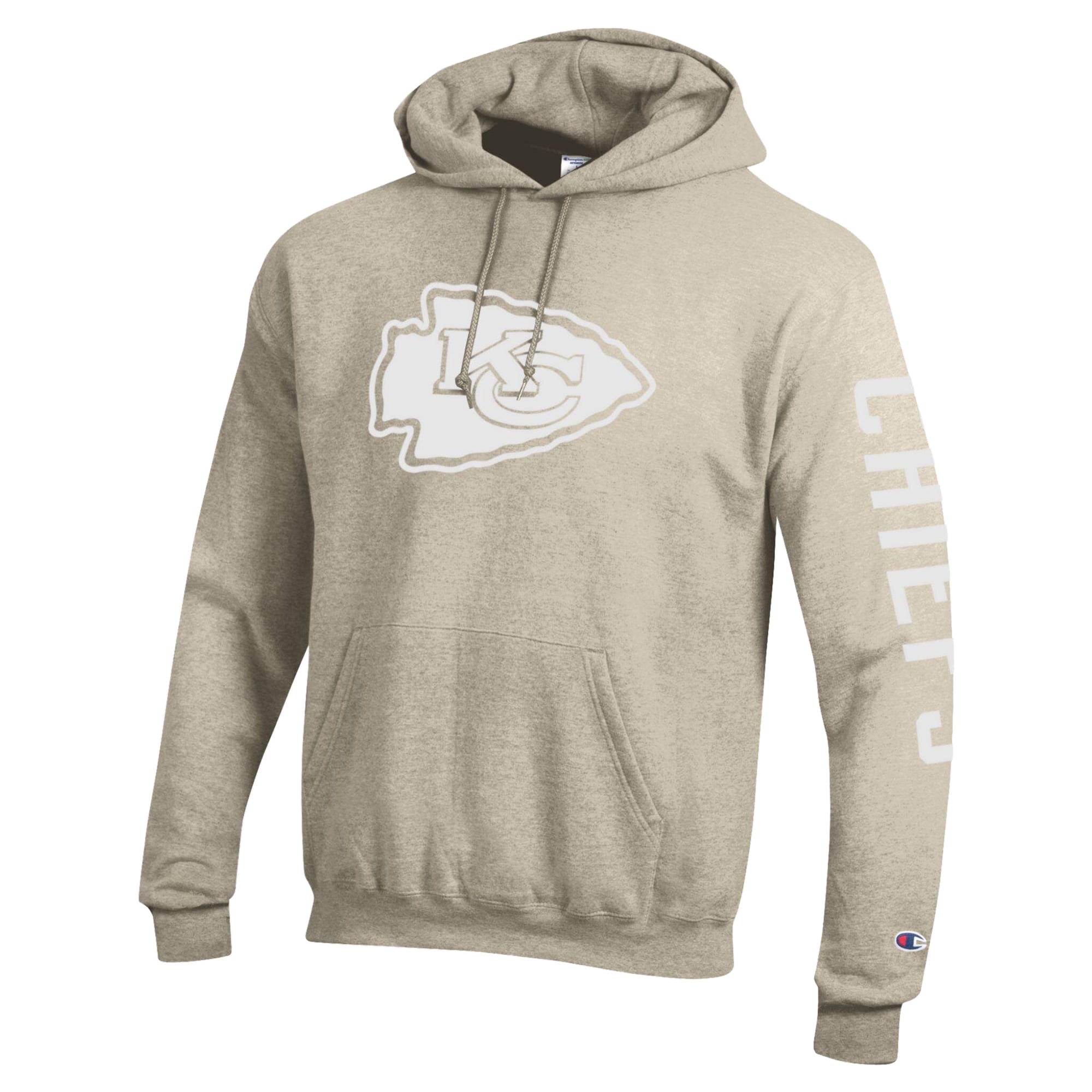 Men's Champion Oatmeal Kansas City Chiefs Powerblend Hoodie