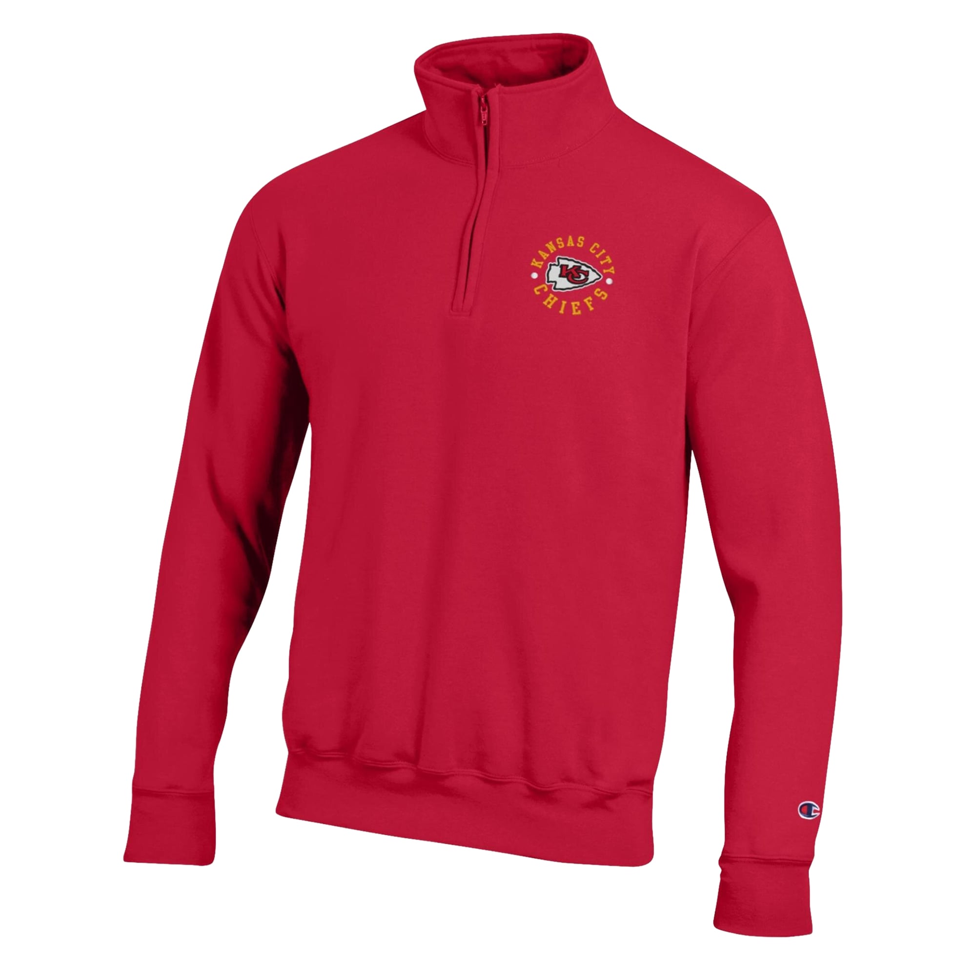 Men's Champion Red Kansas City Chiefs Powerblend Quarter-Zip Pullover