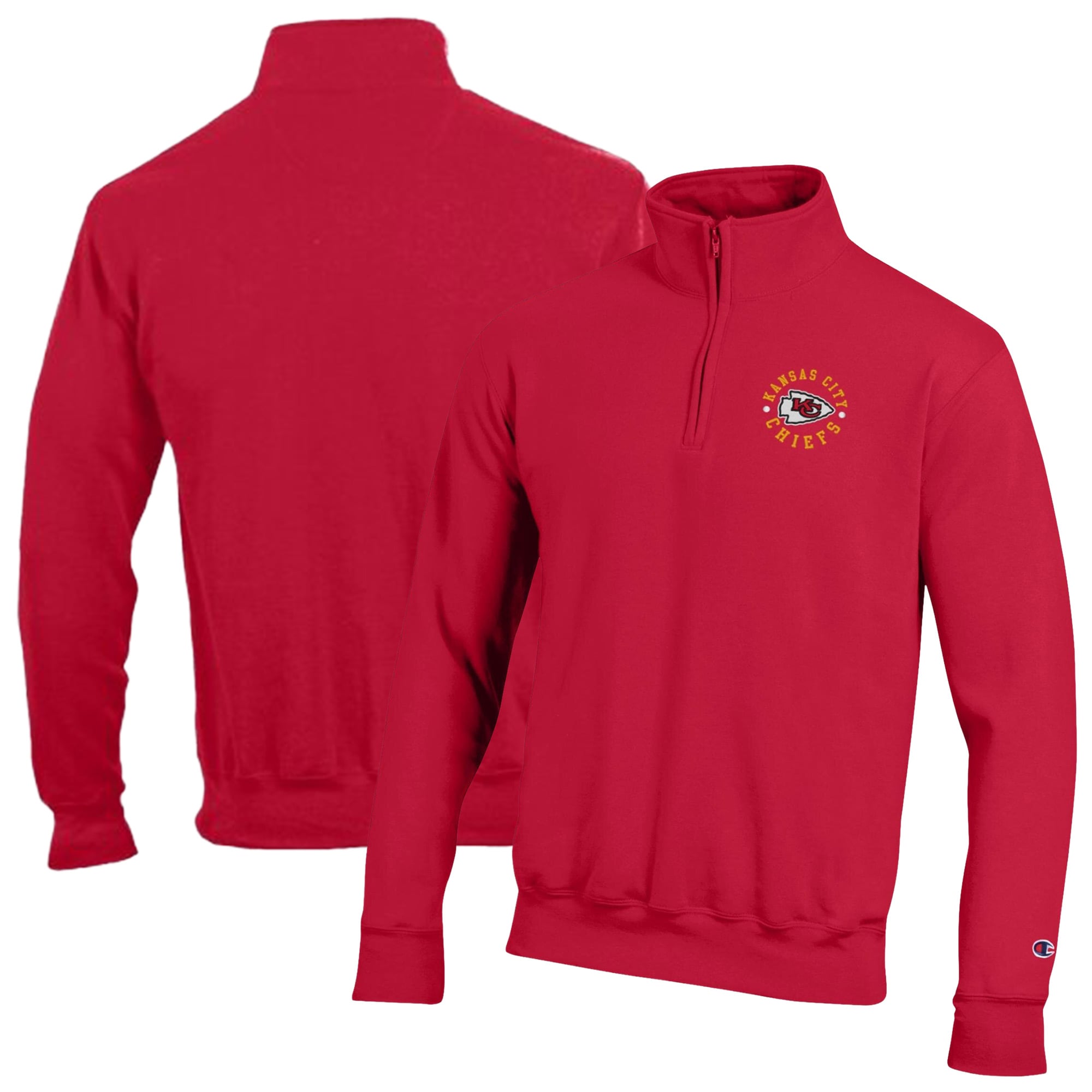 Men's Champion Red Kansas City Chiefs Powerblend Quarter-Zip Pullover