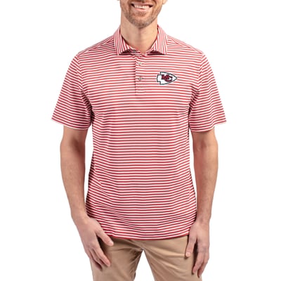 Kansas City Chiefs Cutter & Buck Virtue Eco Pique Stripe Polo - Red