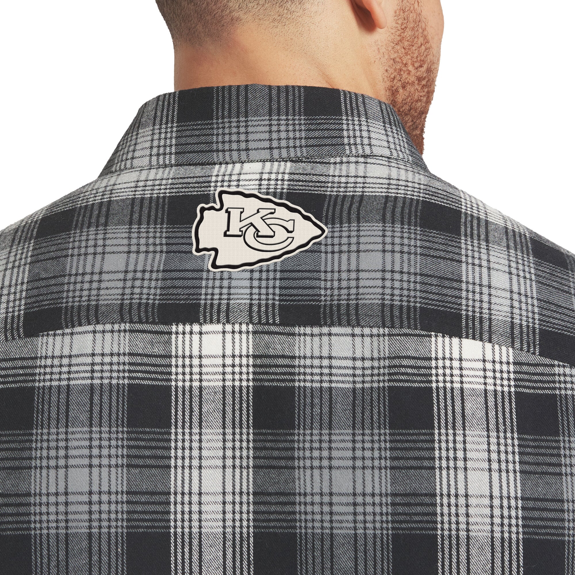 Men's Darius Rucker Collection by Fanatics Black Kansas City Chiefs Flannel Plaid Long Sleeve Button Up Shirt