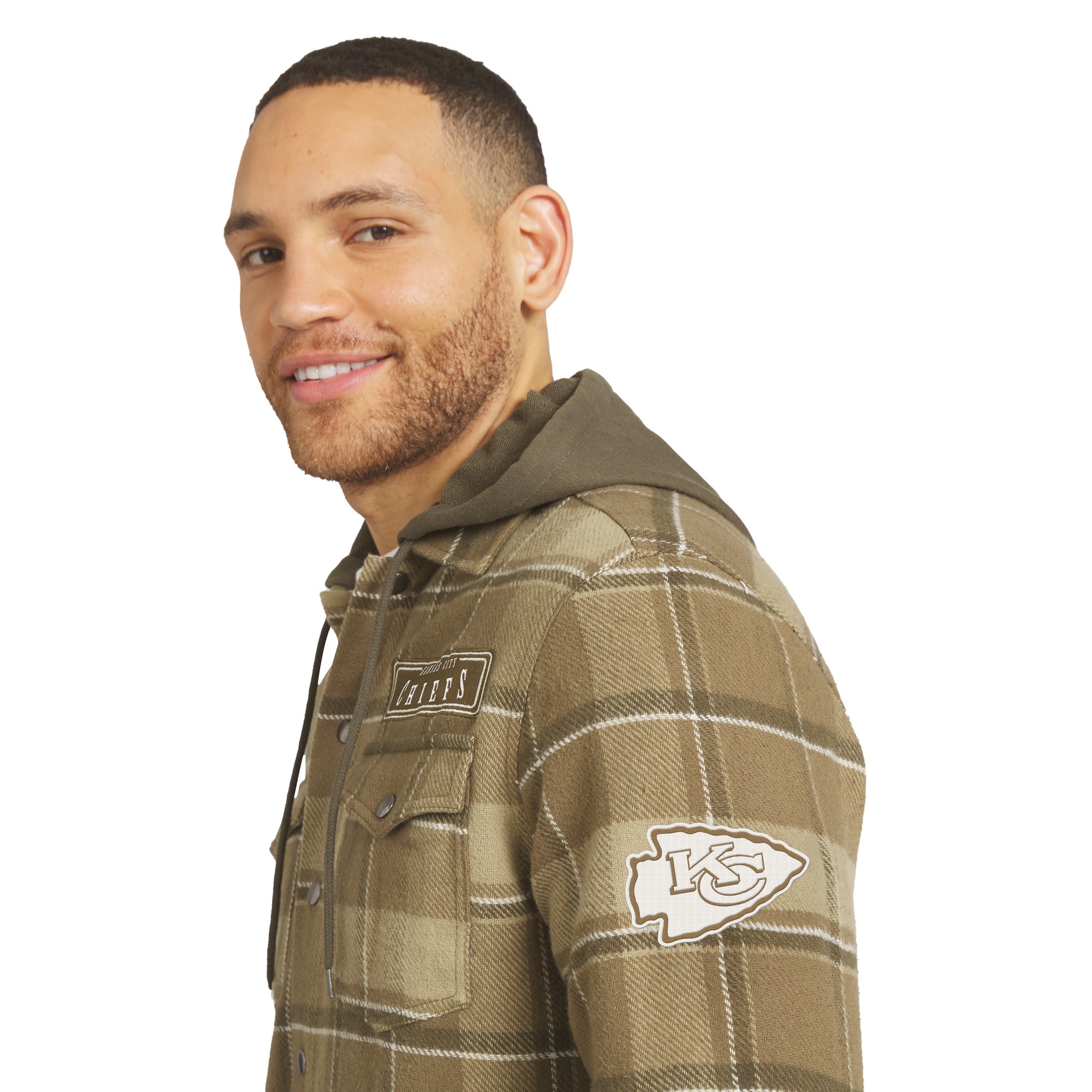 Men's Darius Rucker Collection by Fanatics Brown/Olive Kansas City Chiefs Woven Hooded Full-Snap Shacket