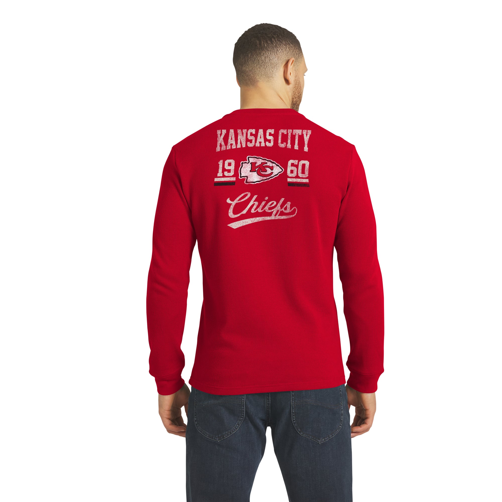Men's Darius Rucker Collection by Fanatics  Red Kansas City Chiefs Waffle-Knit Henley Long Sleeve T-Shirt