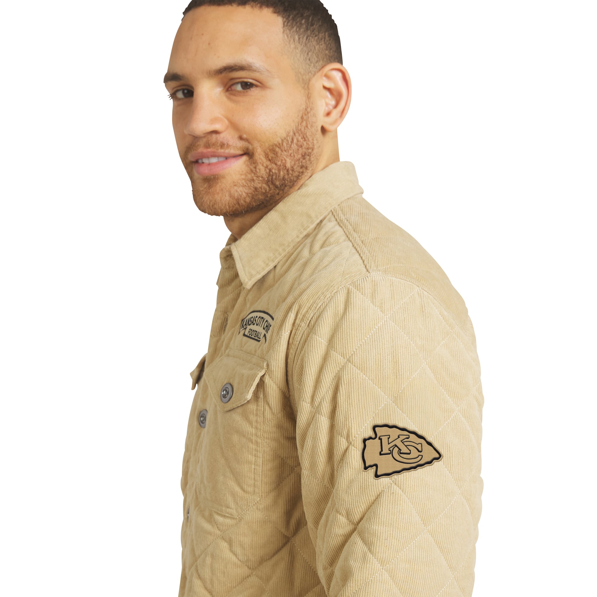 Men's Darius Rucker Collection by Fanatics Tan Kansas City Chiefs Button-Up Thin-Wale Corduroy Shacket