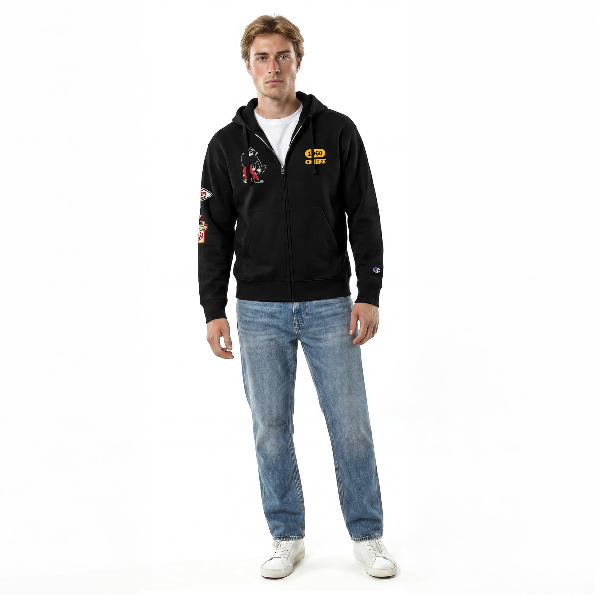 Men's Disney x Champion Black Kansas City Chiefs Big Bad Wolf All-Star Full-Zip Hoodie