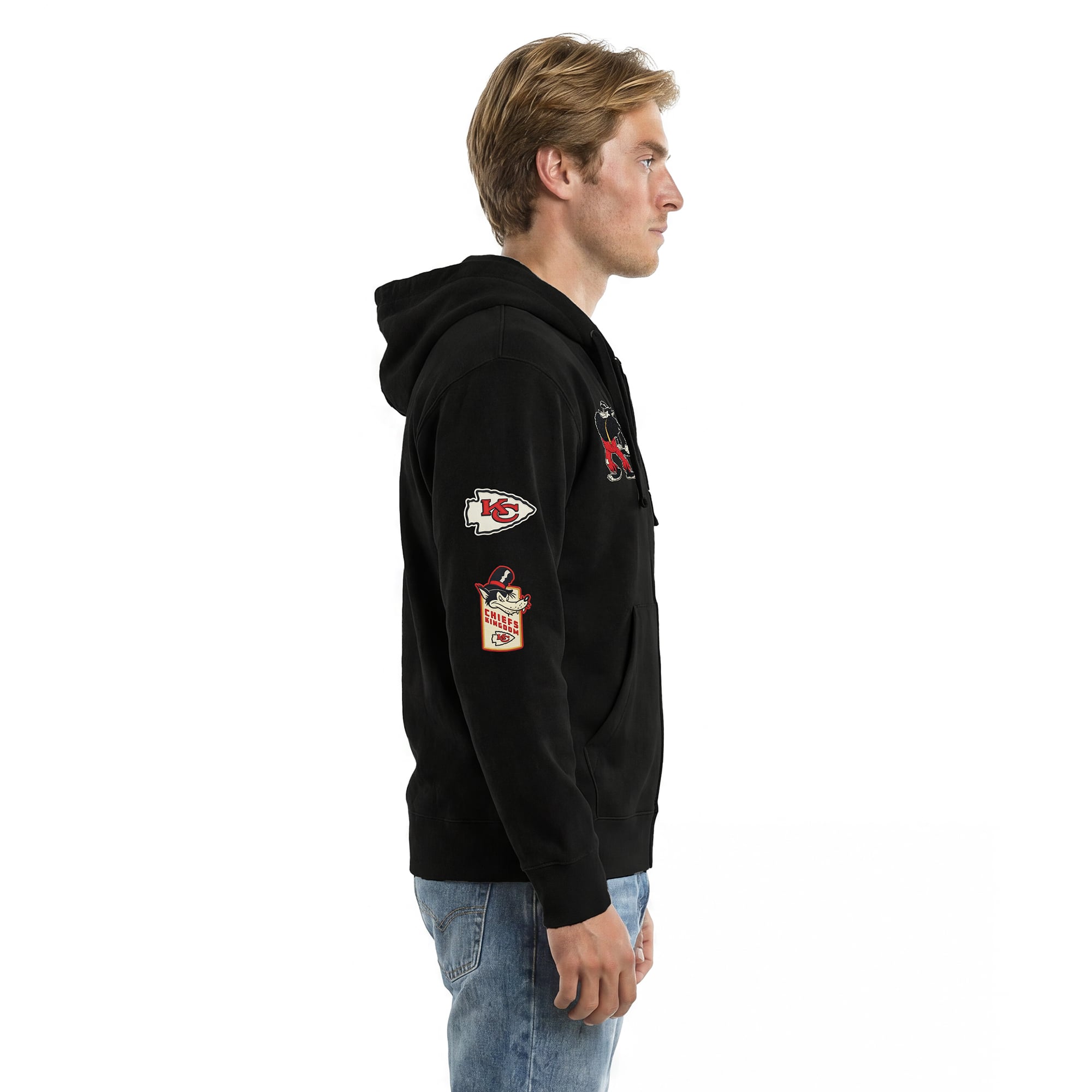 Men's Disney x Champion Black Kansas City Chiefs Big Bad Wolf All-Star Full-Zip Hoodie