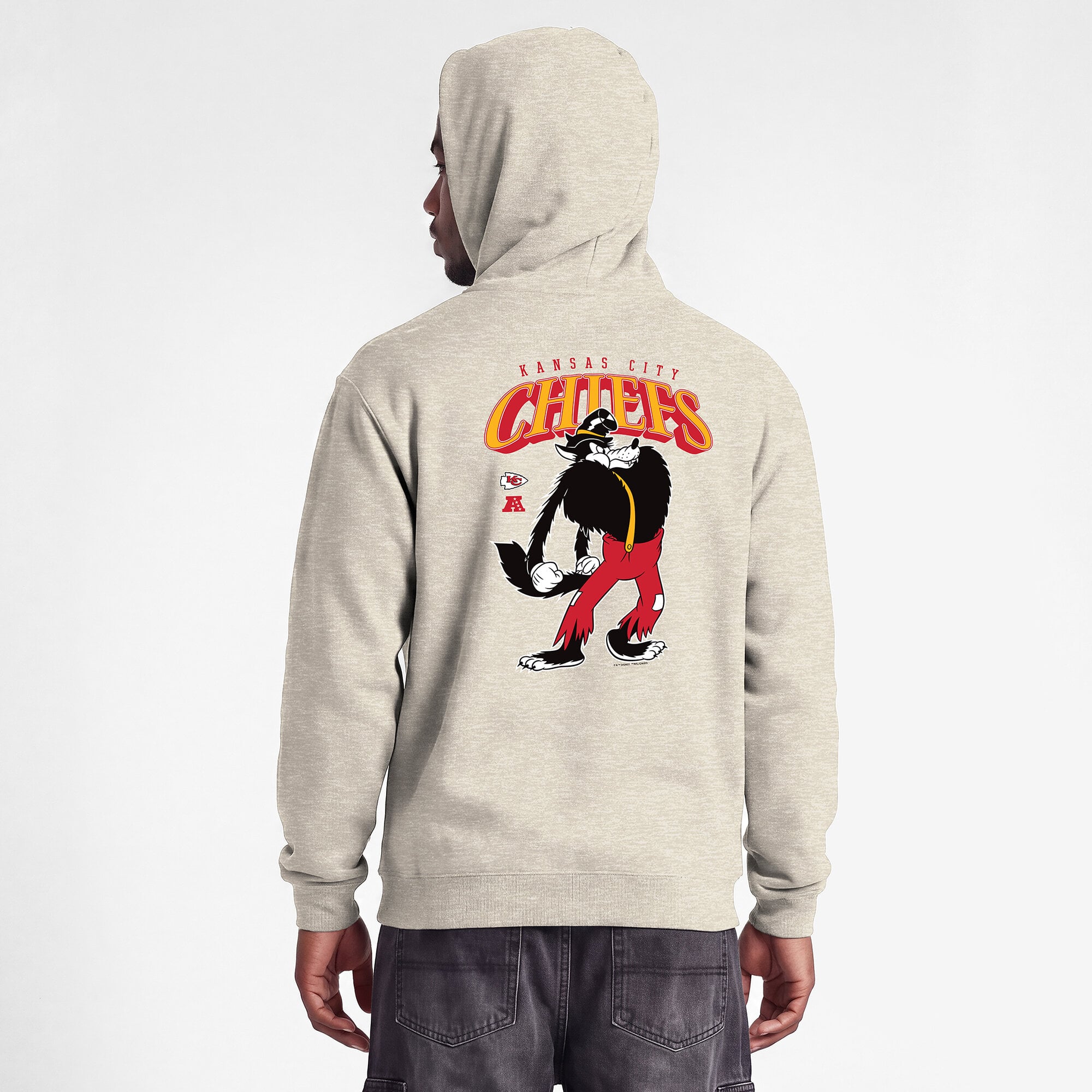 Sweat à capuche Disney x Champion Oatmeal Kansas City Chiefs Powerblend Fullback pour homme