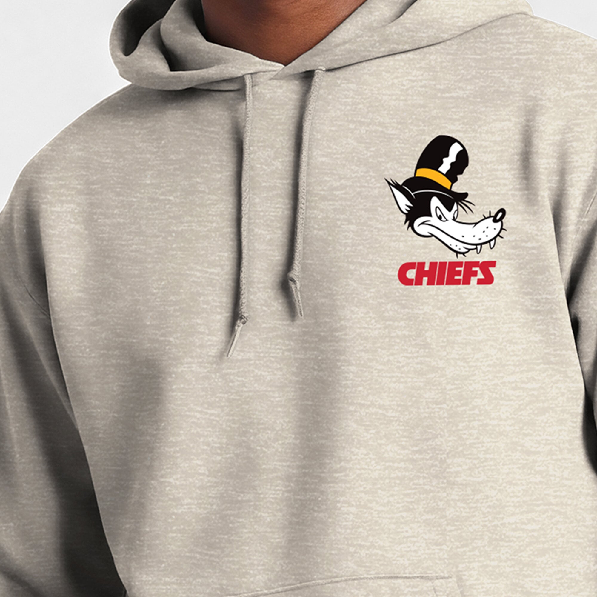 Sweat à capuche Disney x Champion Oatmeal Kansas City Chiefs Powerblend Fullback pour homme