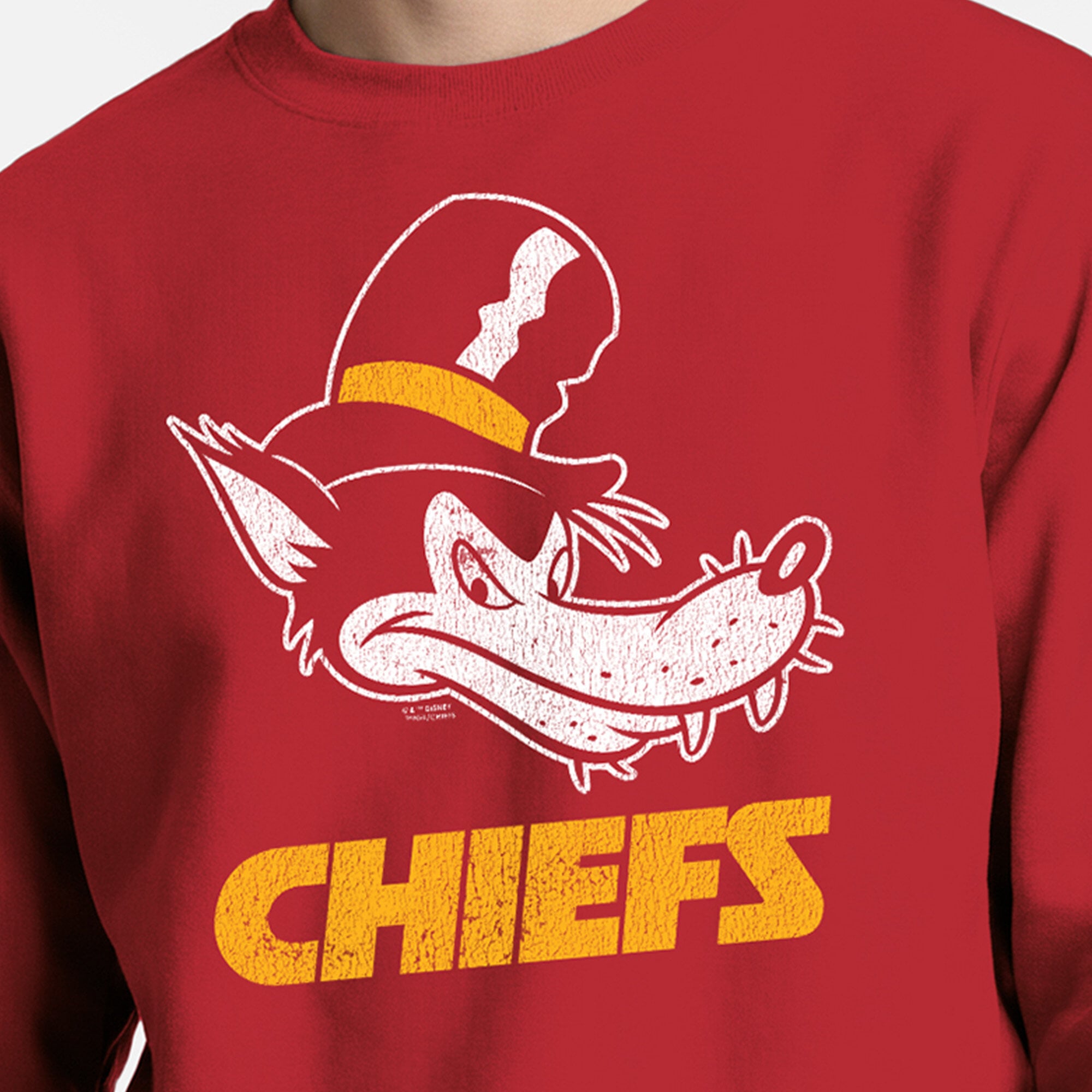 Sweat-shirt homme Disney x Champion rouge Kansas City Chiefs Big Bad Wolf Powerblend