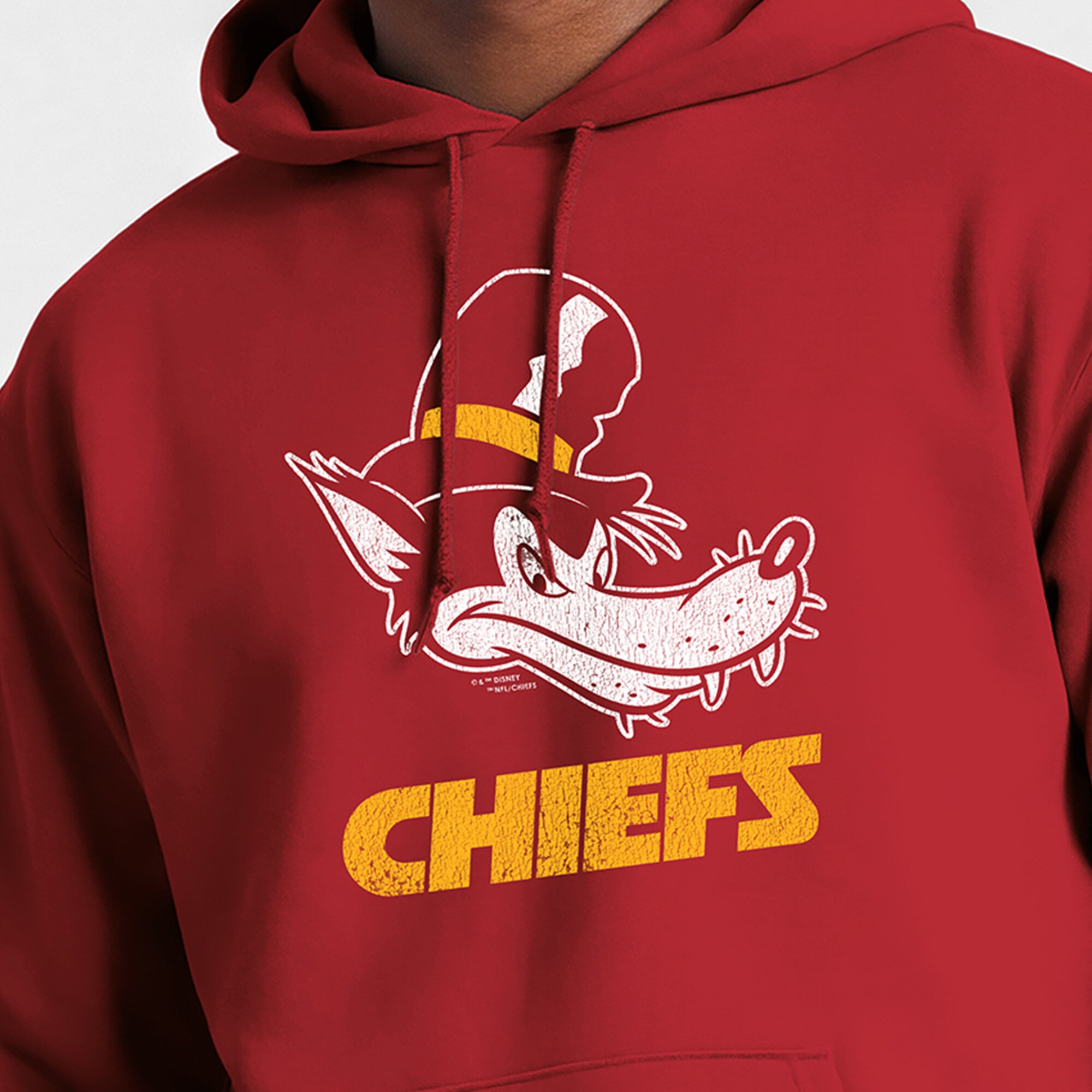 Sweat à capuche intégral Disney x Champion rouge Kansas City Chiefs Powerblend pour homme