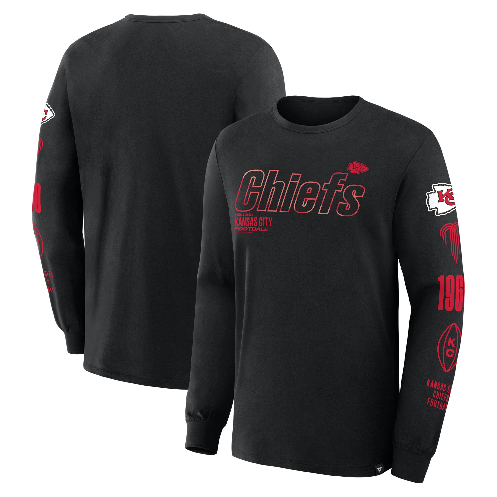 T-shirt à manches longues Fanatics Black Kansas City Chiefs Checkdown Pass pour homme